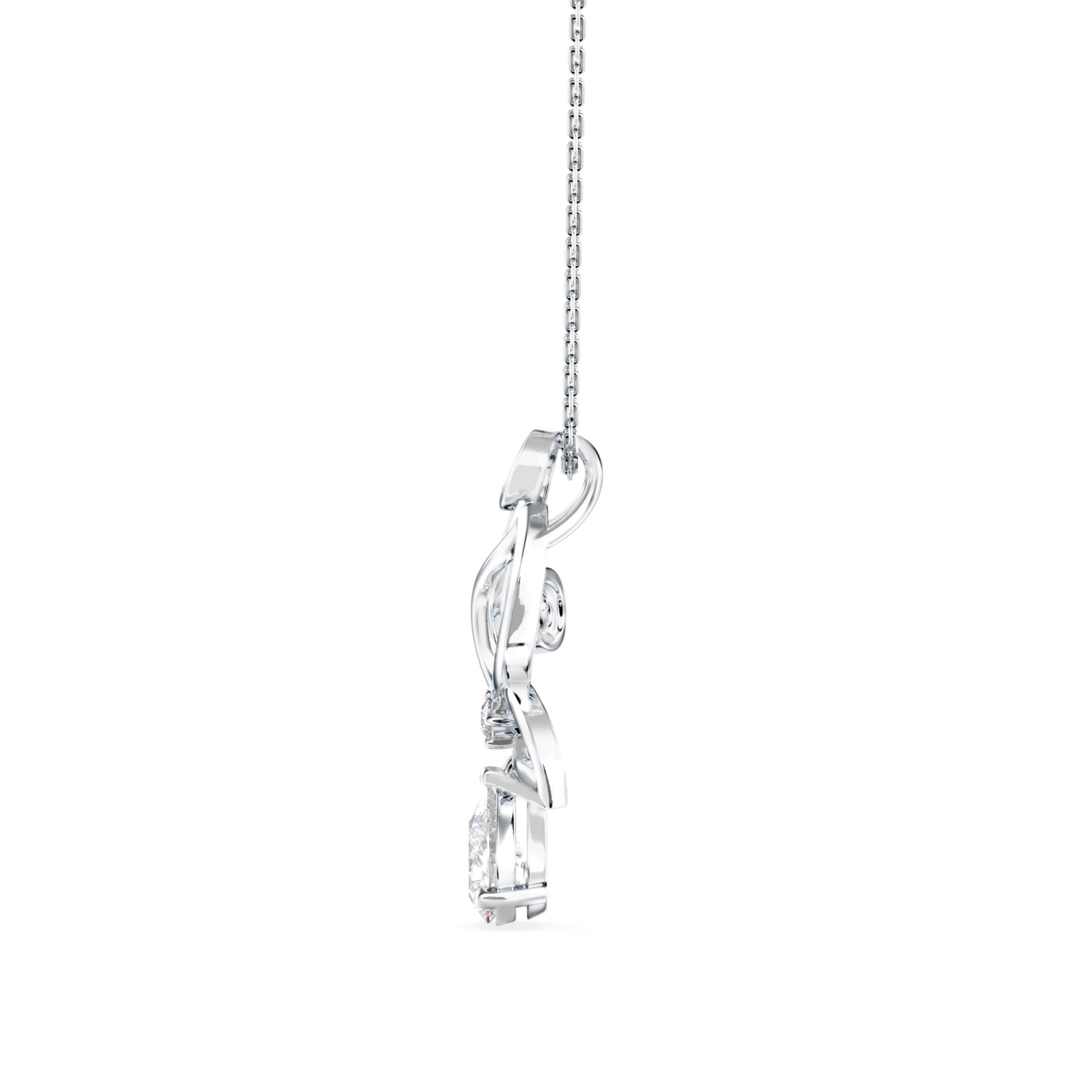 Half Winged Diamond Drop Pendant Side view
