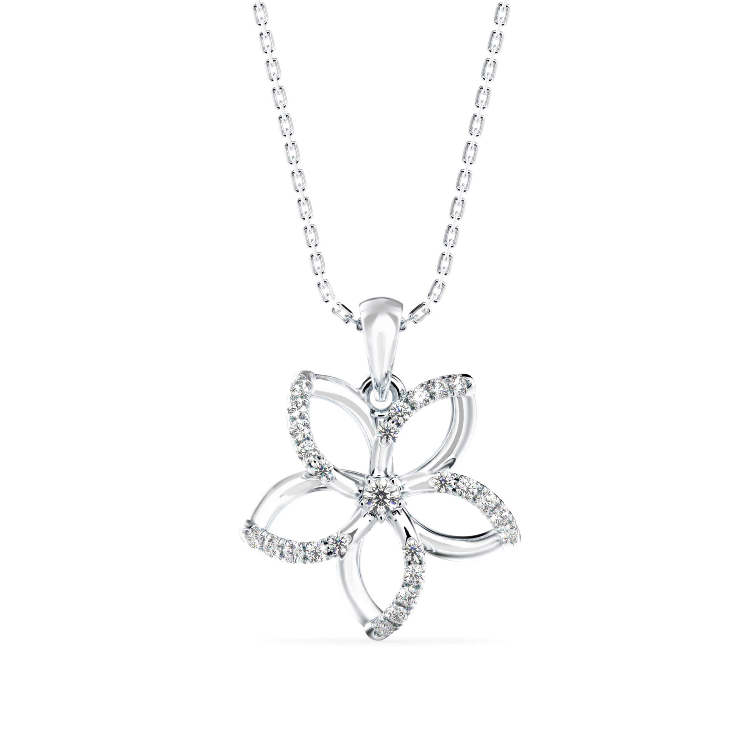 Floral Flourish Diamond Pendant Front View