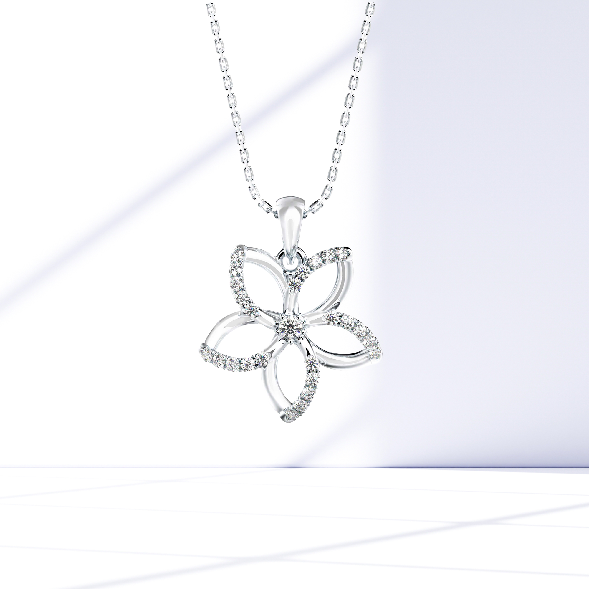 Floral Flourish Diamond Pendant Prospective View