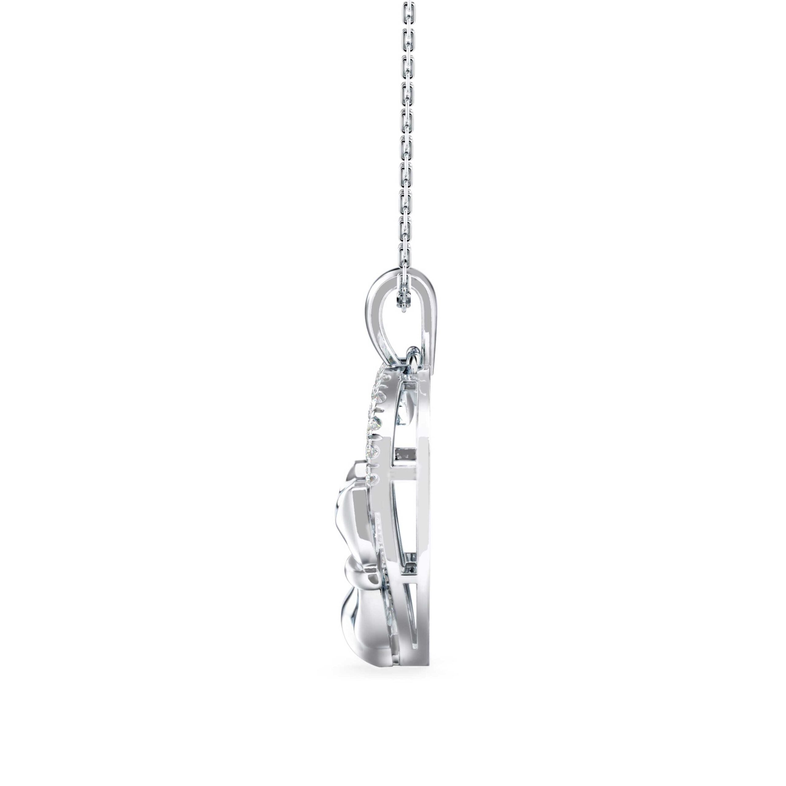 Whiskered Love Cat Diamond Pendant Side view