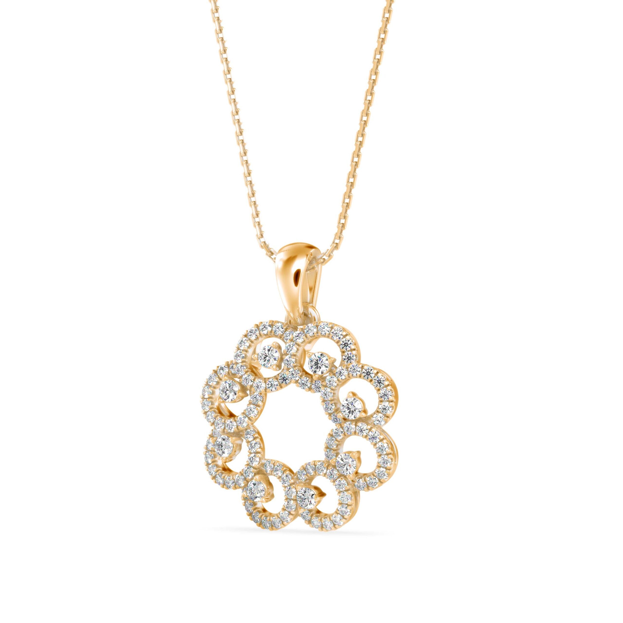 Floral Bloom Diamond Pendant Front View