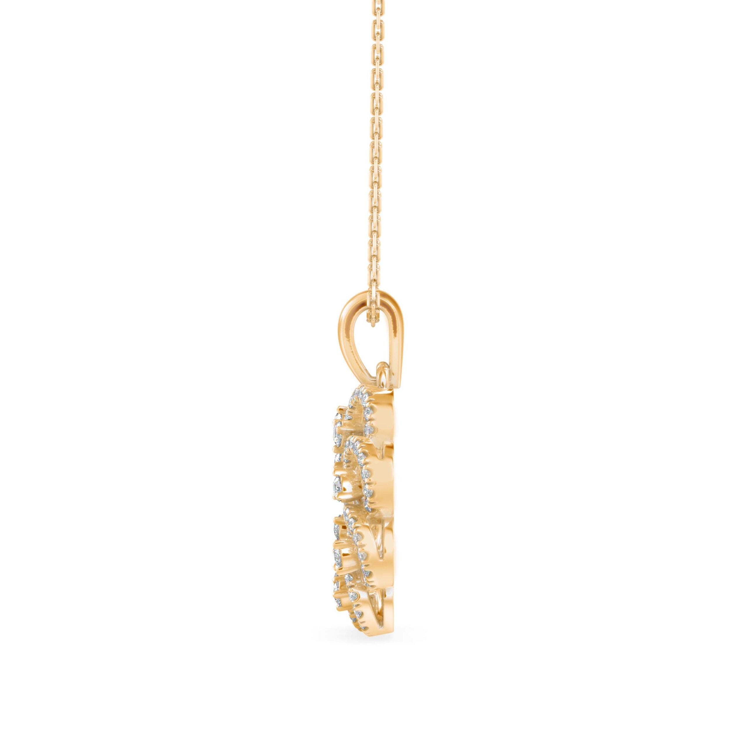 Floral Bloom Diamond Pendant Side View
