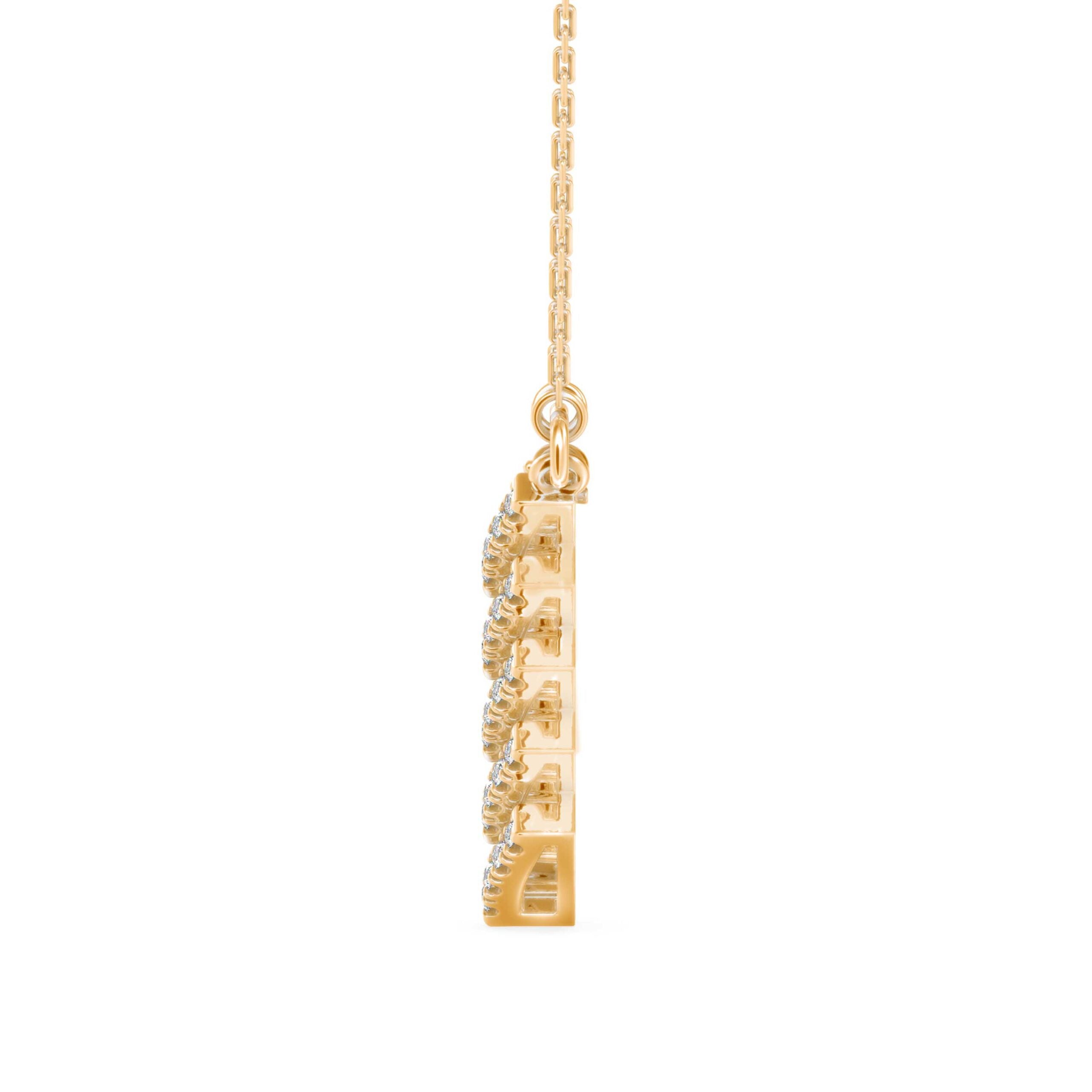 Baguette Bar Twist Diamond Necklace Side View