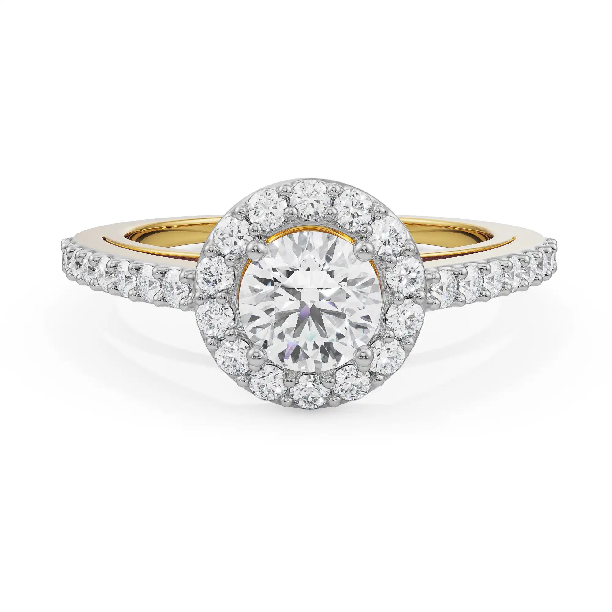 Alisen Round Halo Solitaire Ring Front View