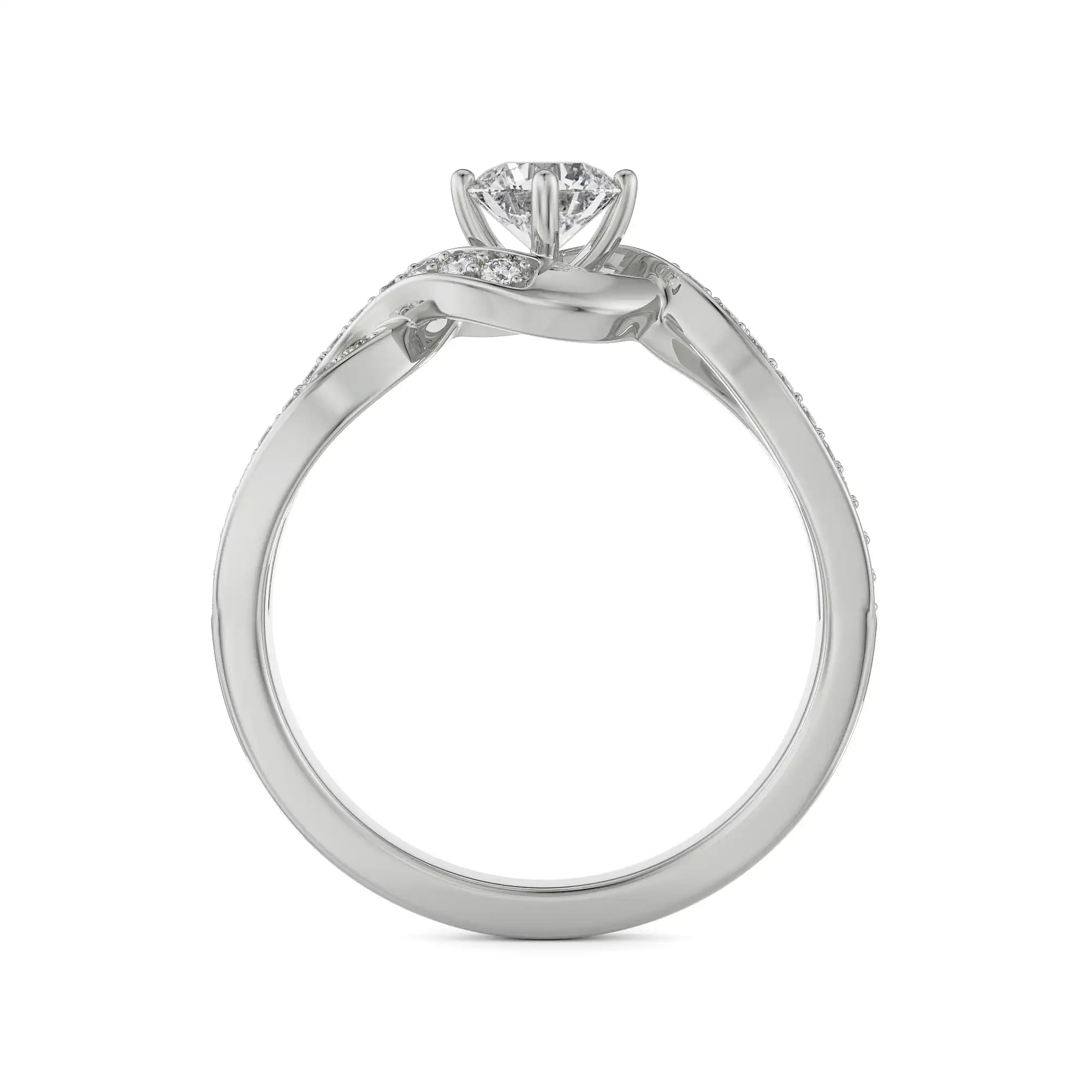 Infinity Round Diamond Ring Side View