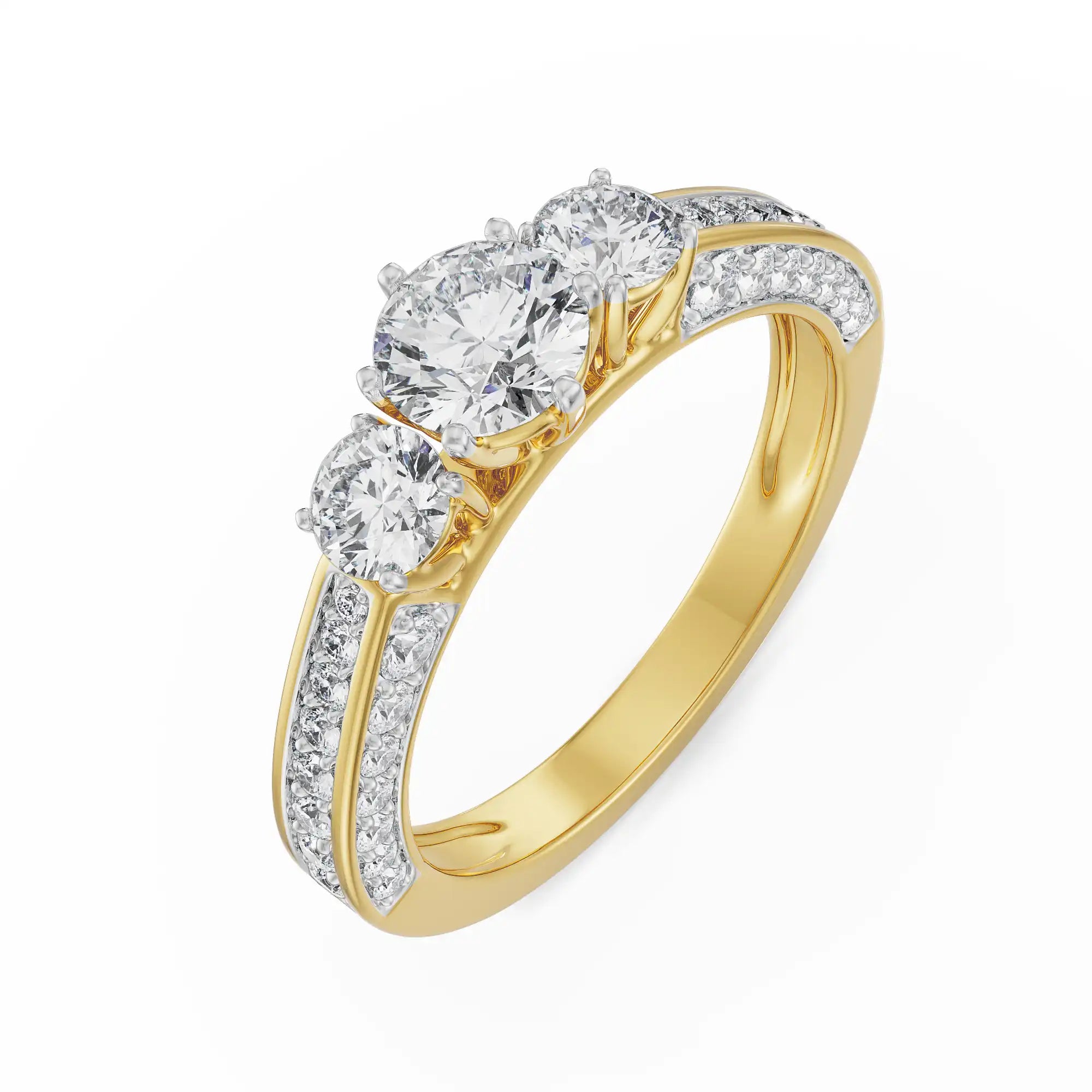 Three Stone Jessie Diamond Ring Top View
