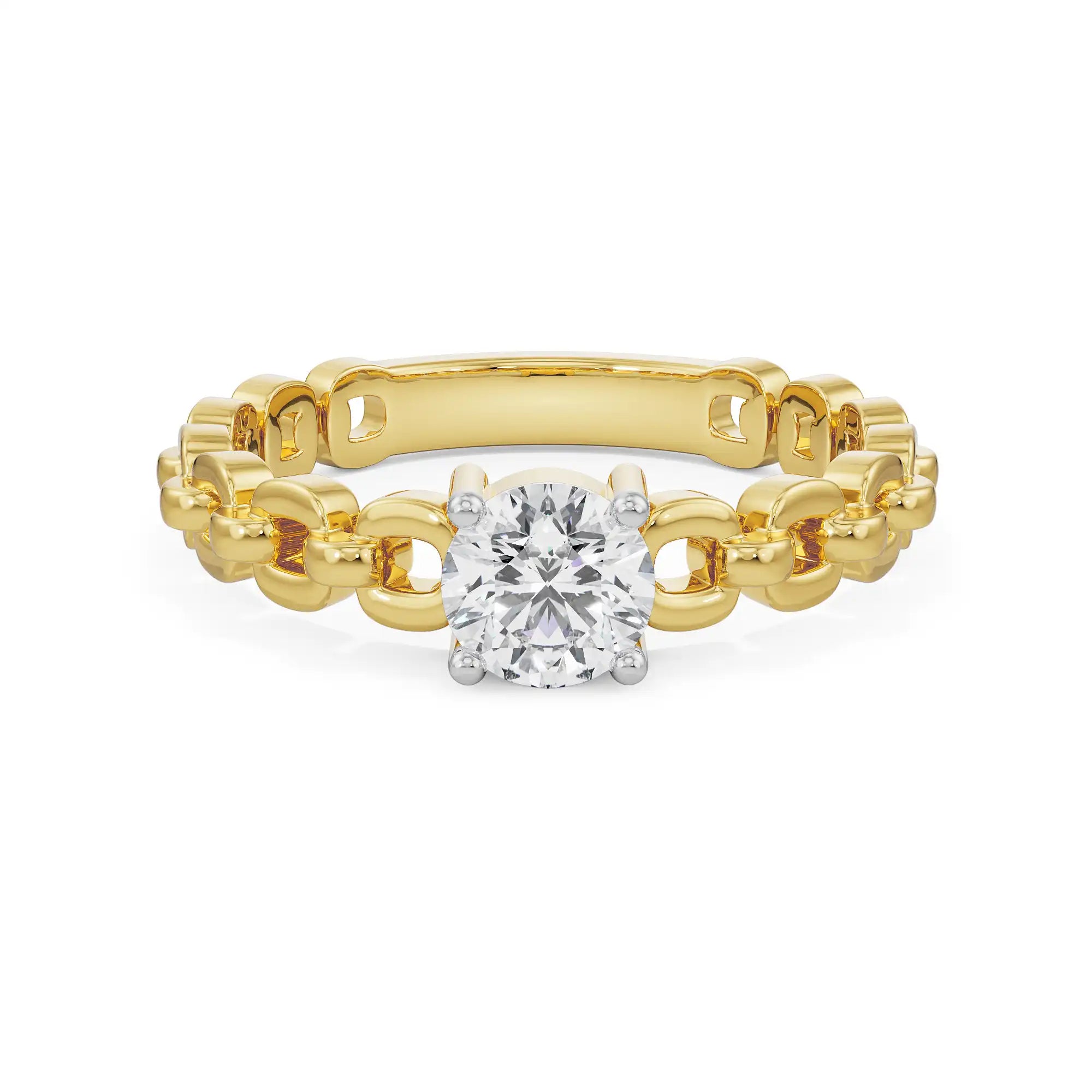 Chain Solitaire Diamond Ring Front View