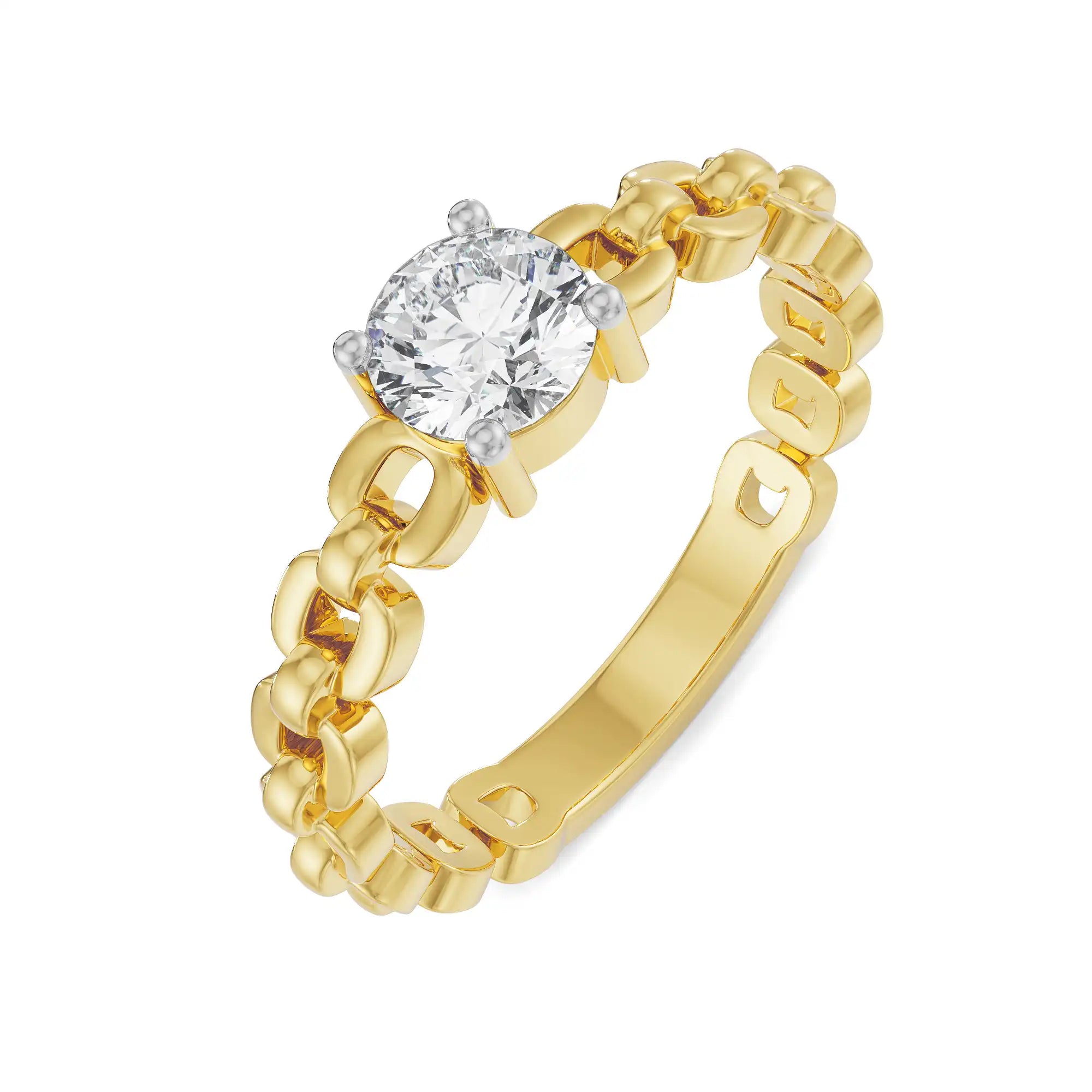 Chain Solitaire Diamond Ring Top View