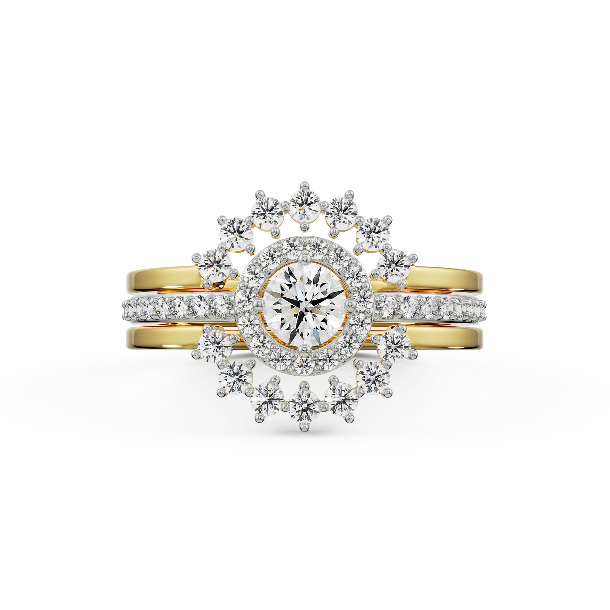Solitaire Sunflower Diamond Ring Front View