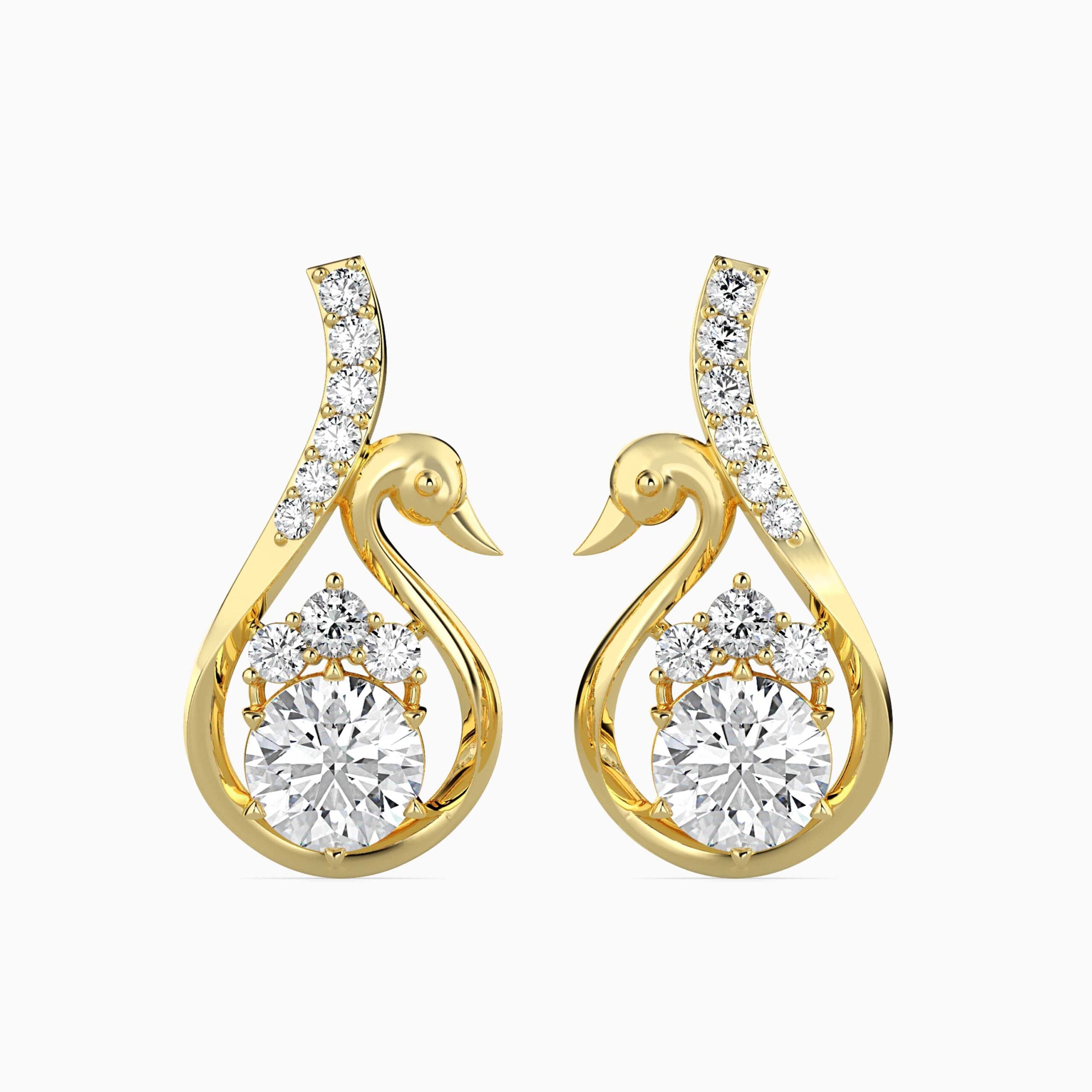 Majestic Swan Diamond Earrings Front view