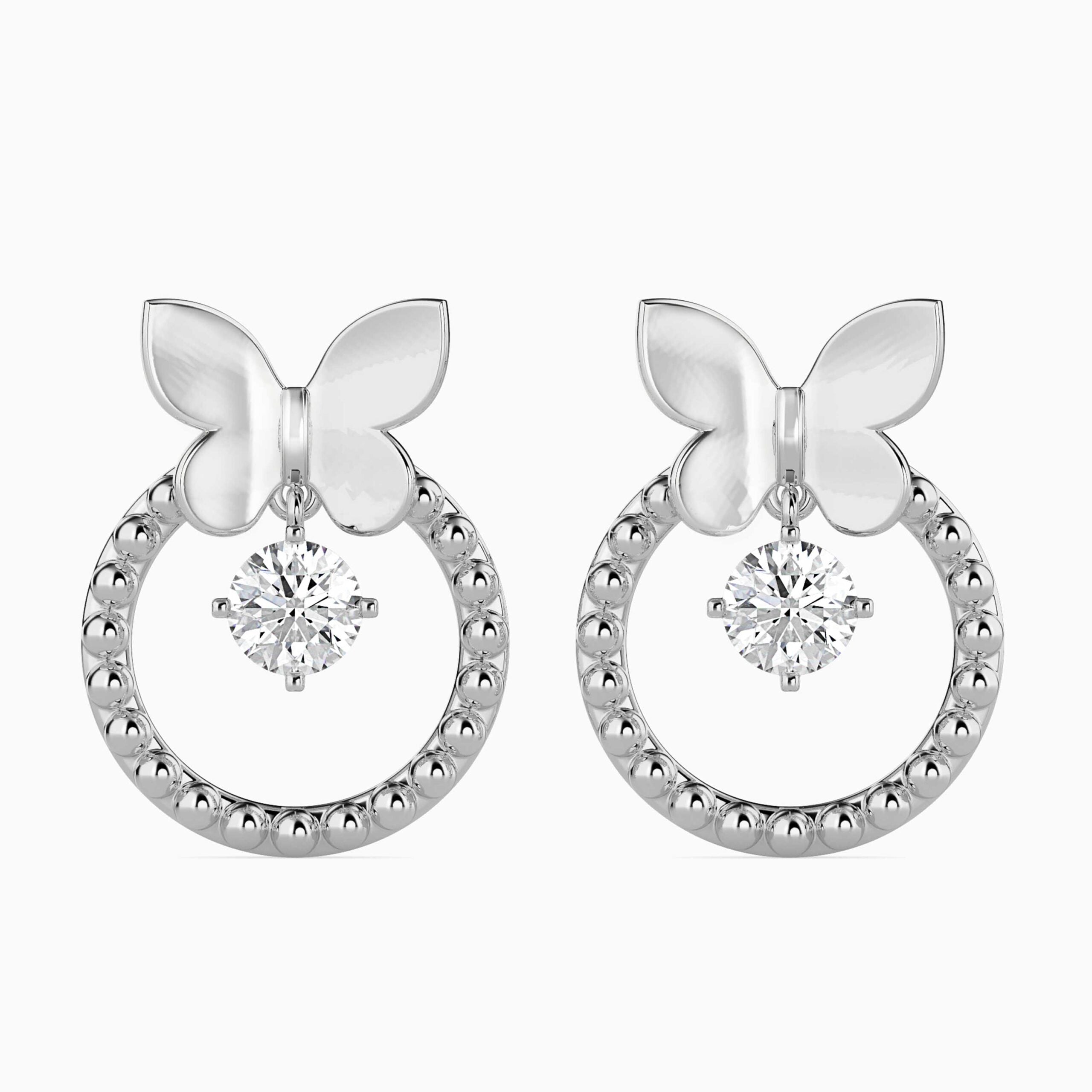 Radiant Butterfly Diamond Earrings Front View