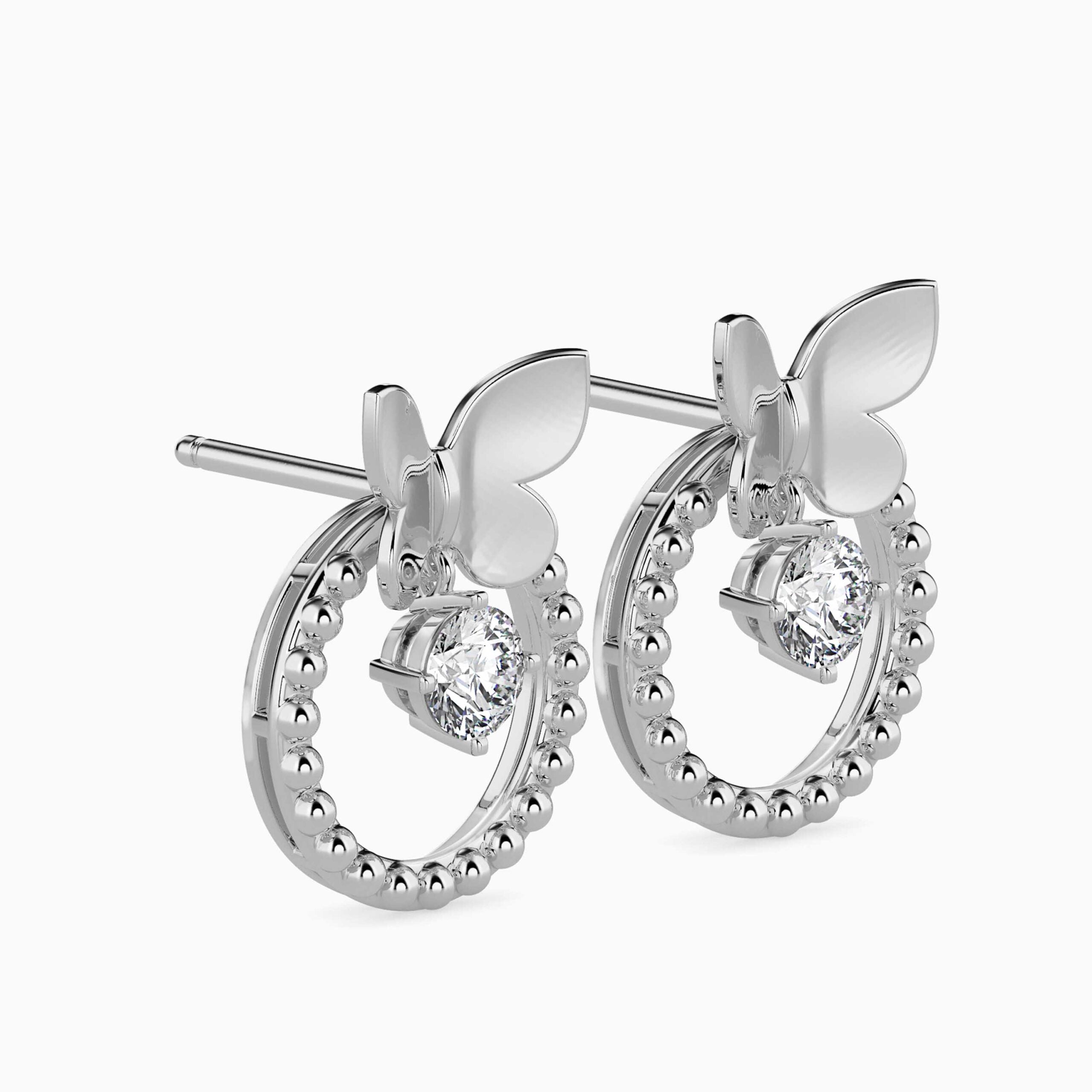 Radiant Butterfly Diamond Earrings Side view