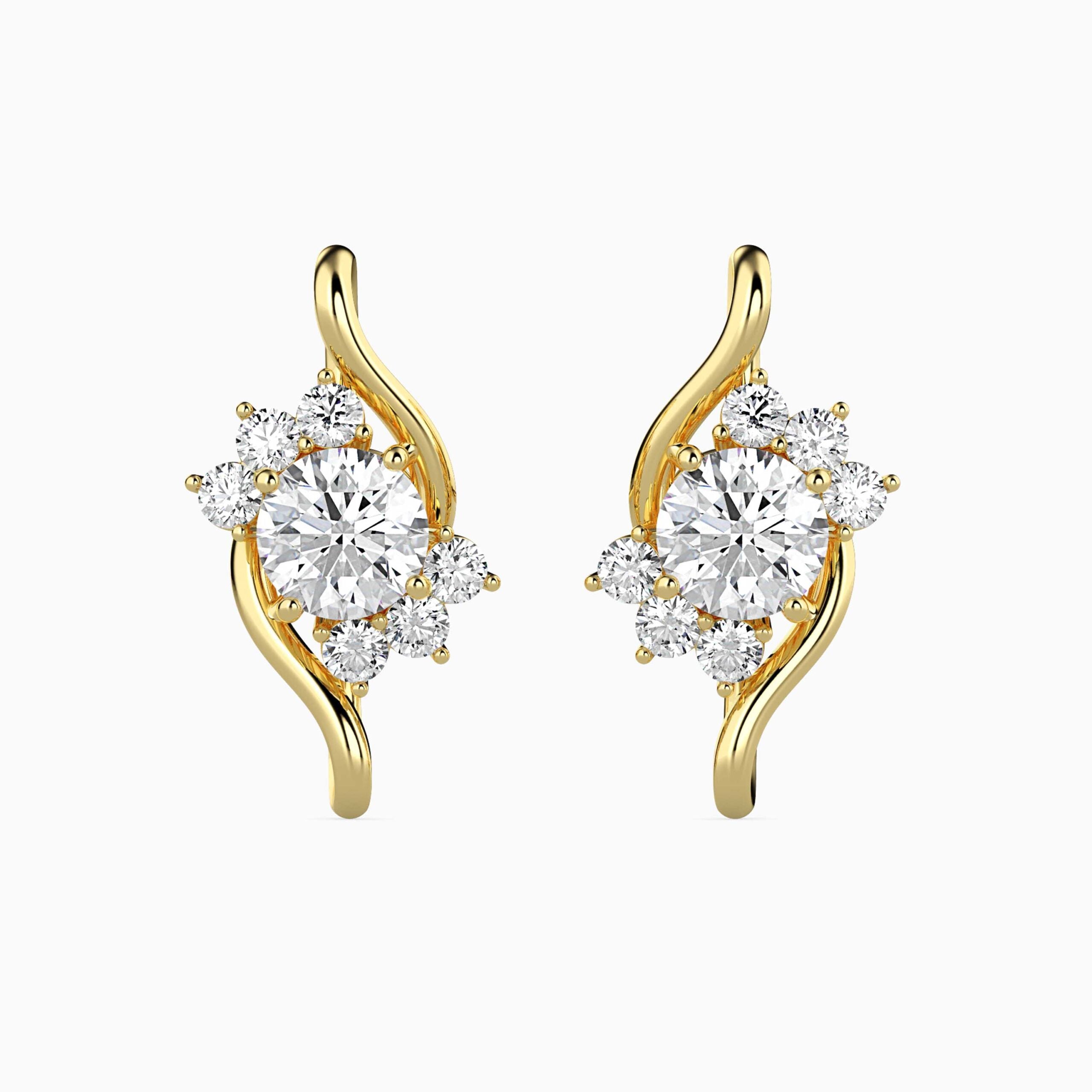 Timeless Floral Diamond Earrings Front view