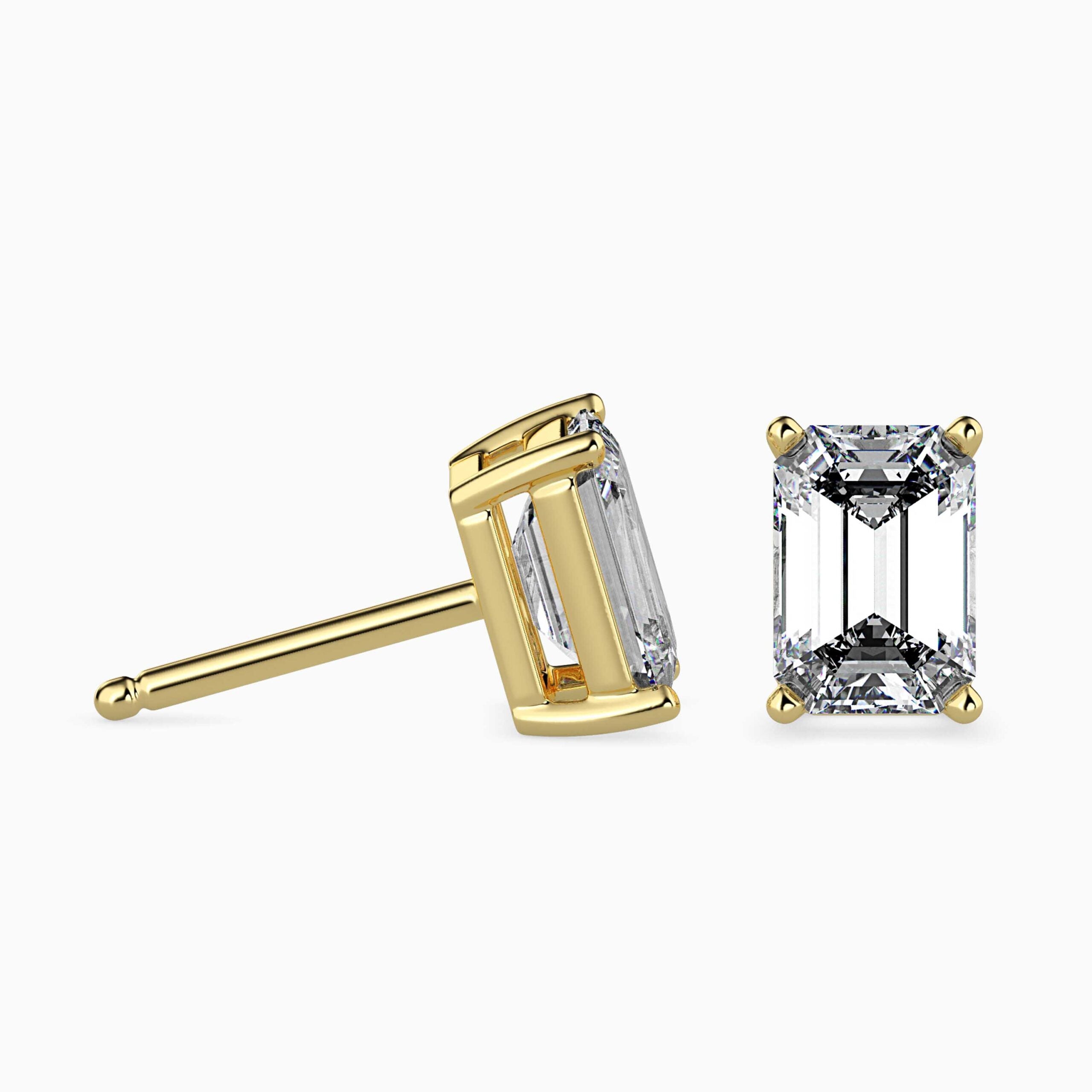 Emerald Diamond Solitaire Studs Prospective view