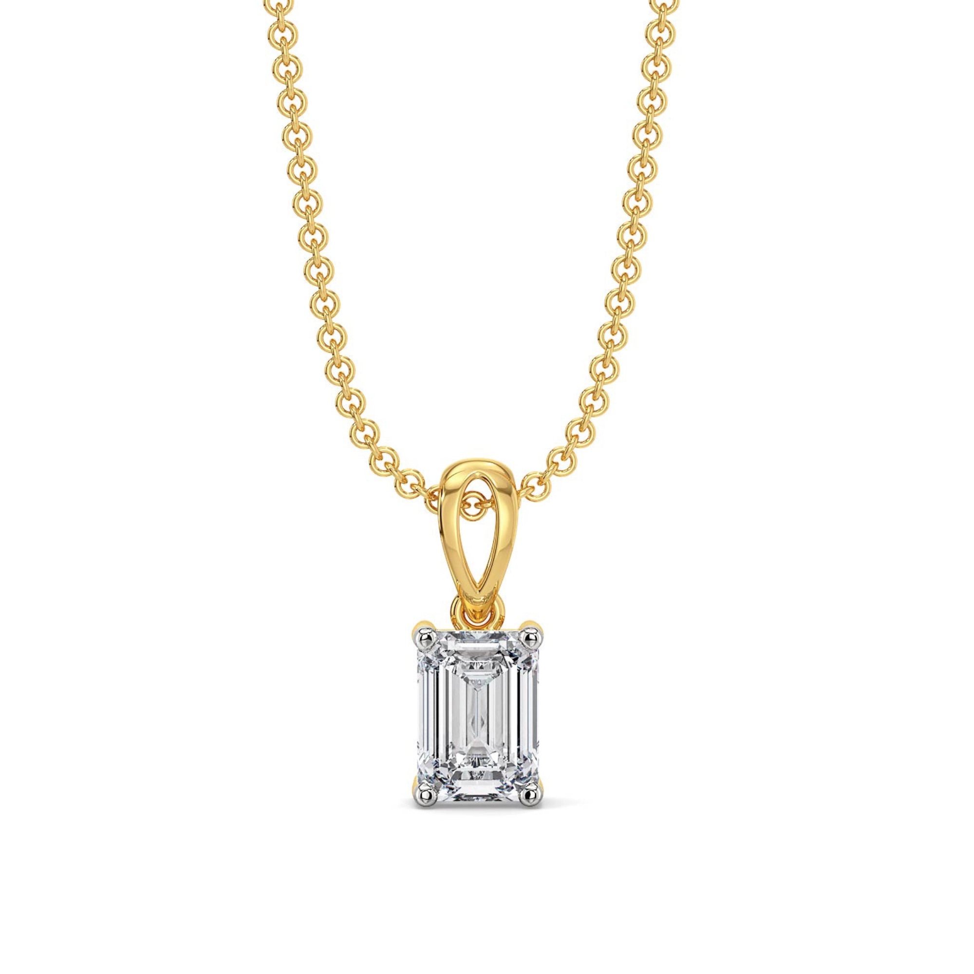 2 CT Elite Emerald Lab Grown Diamond Pendant - front view in 9KT