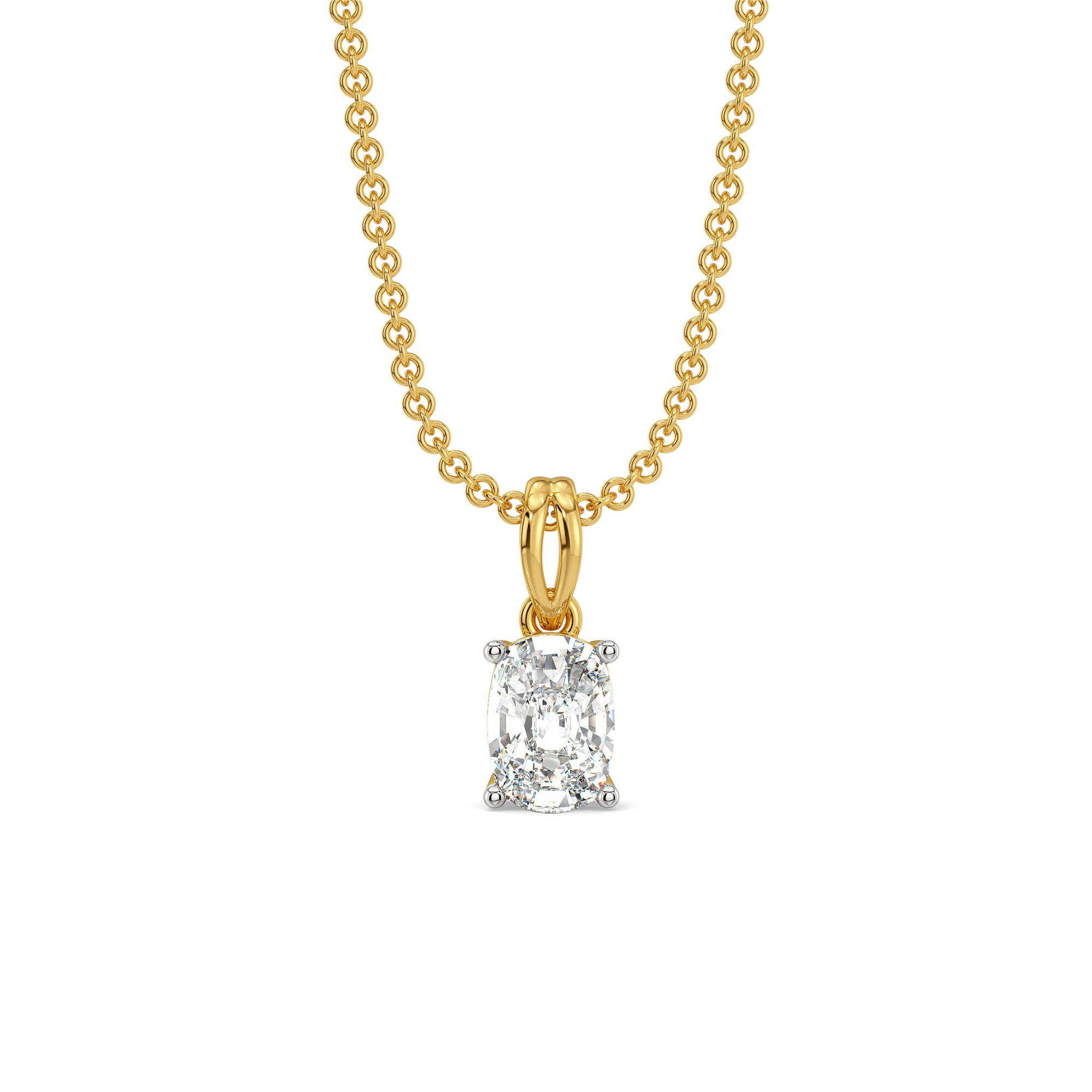 0.5 CT Cushion Lab Grown Diamond Solitaire Pendant - front view in 9KT