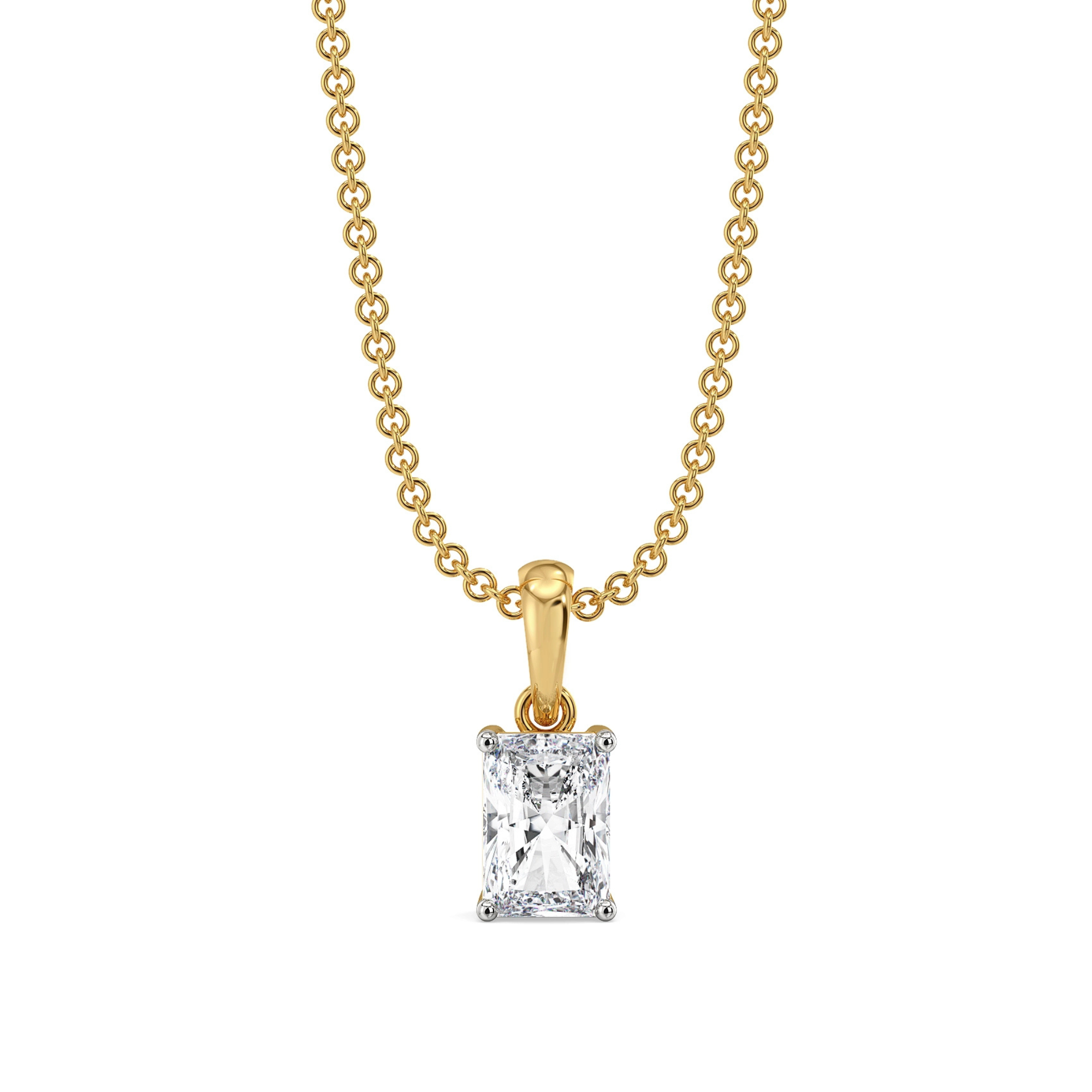 1.5 CT Radiant Lab Grown Diamond Solitaire Pendant - front view in 9KT