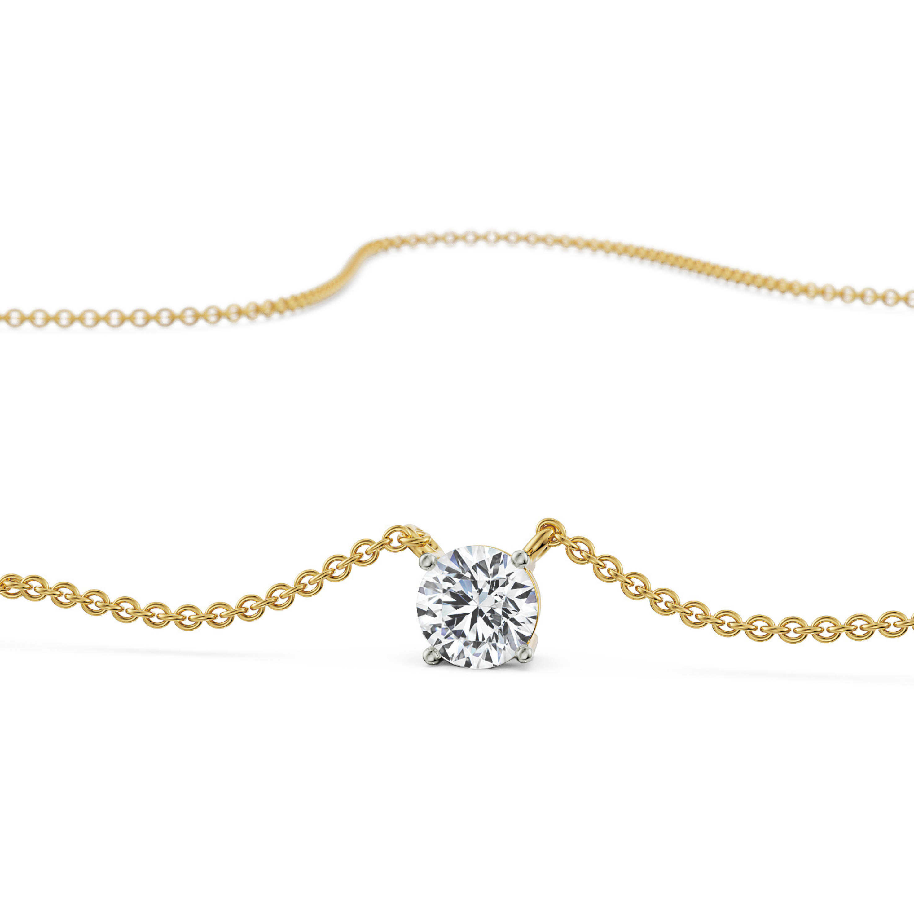 2 CT Solitaire Lab Grown Diamond Necklace - perspective view