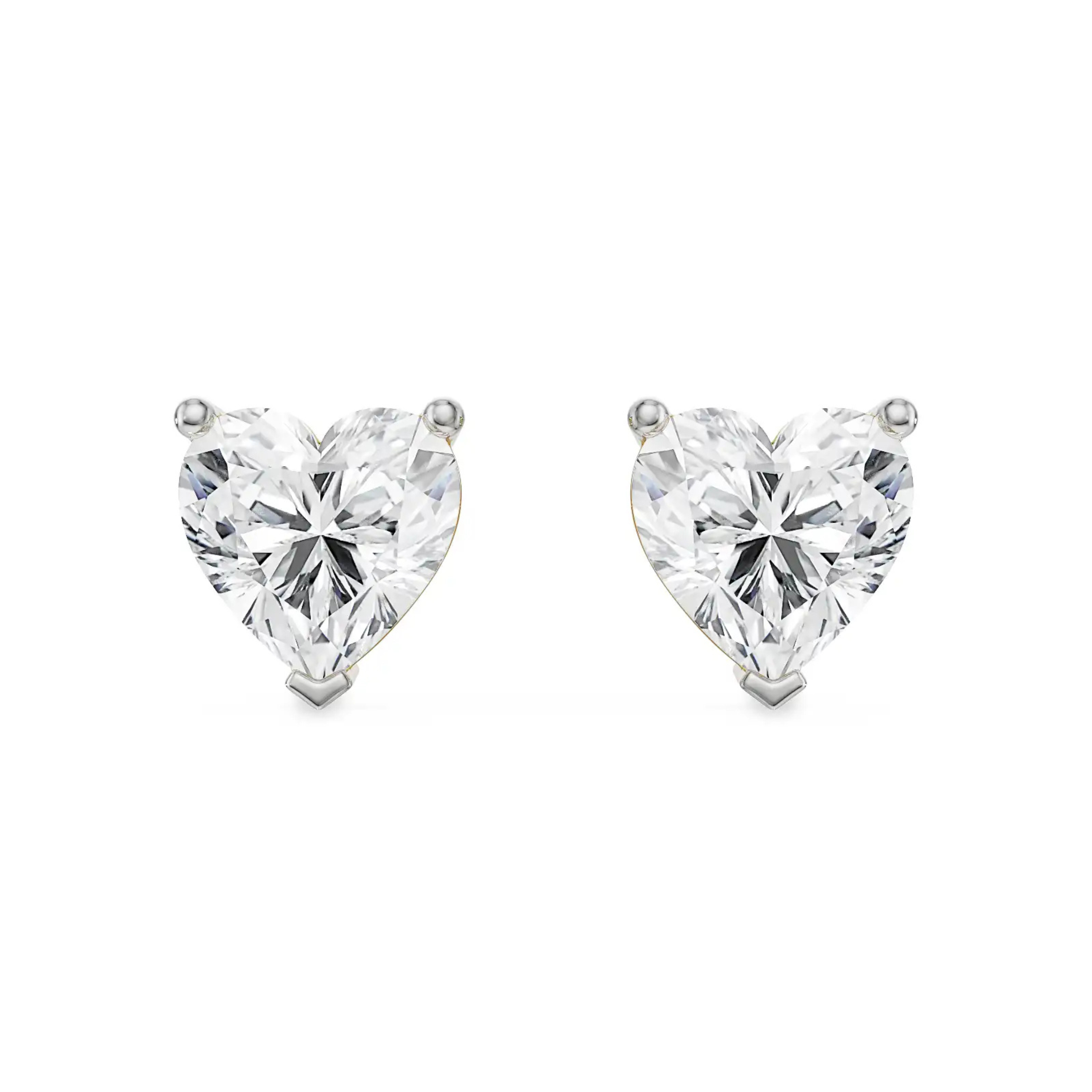 2 CT Sweetheart Lab Grown Diamond Studs - front view