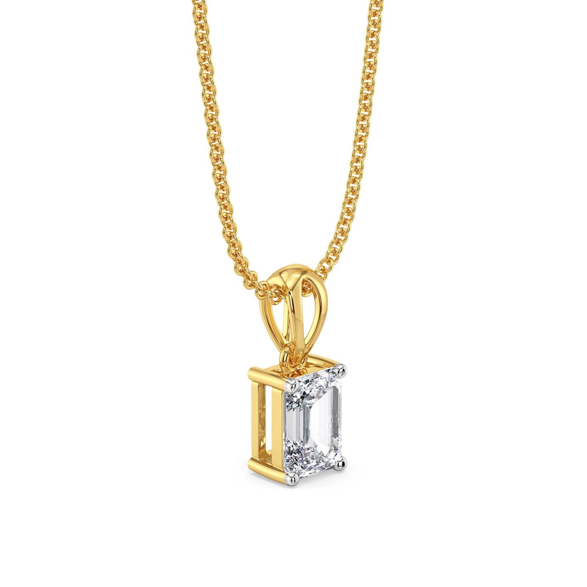 2 CT Elite Emerald Lab Grown Diamond Pendant - side view