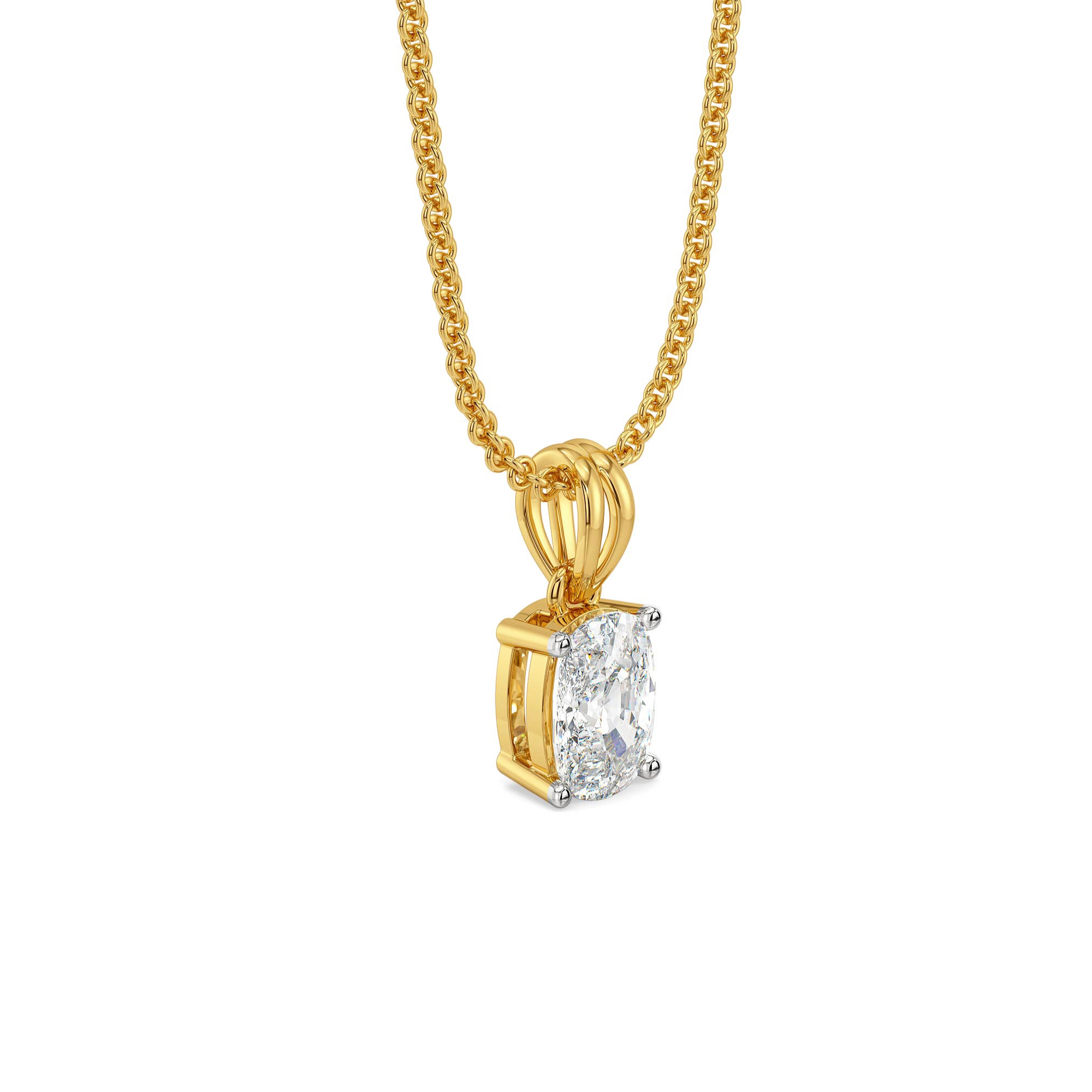 0.5 CT Cushion Lab Grown Diamond Solitaire Pendant - side view
