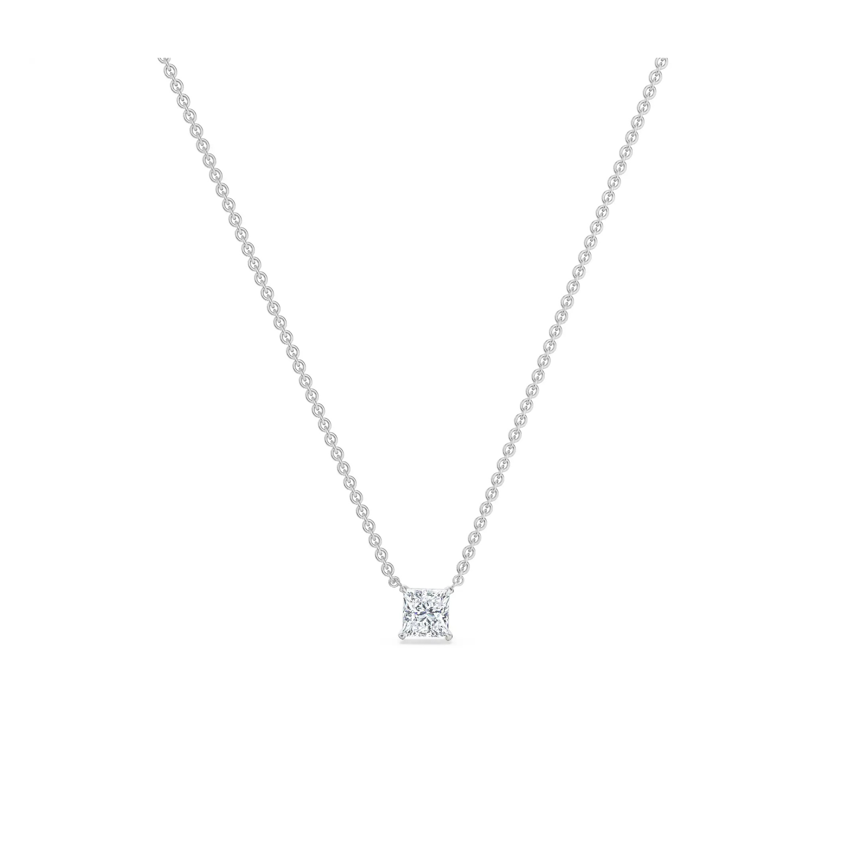 0.5 CT Princess Lab Grown Diamond Necklace - front view