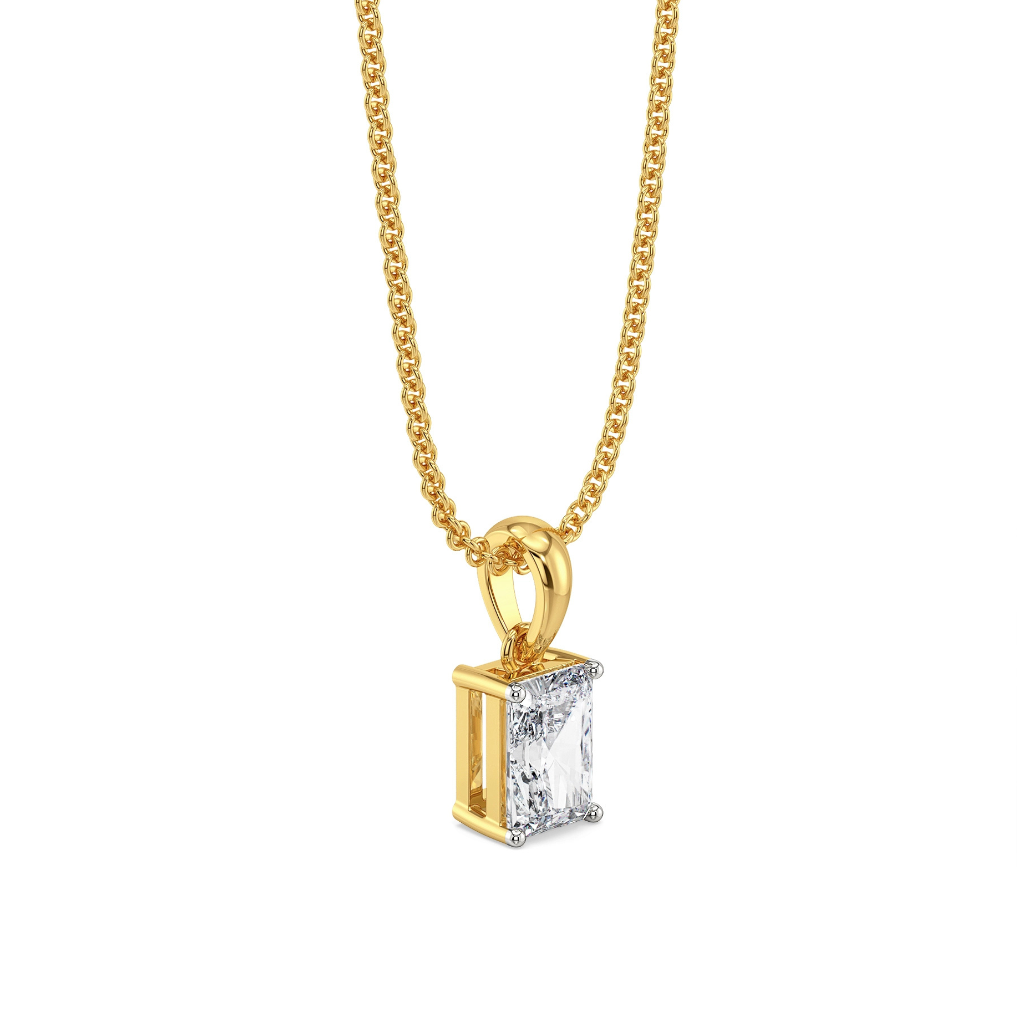 1.5 CT Radiant Lab Grown Diamond Solitaire Pendant - side view