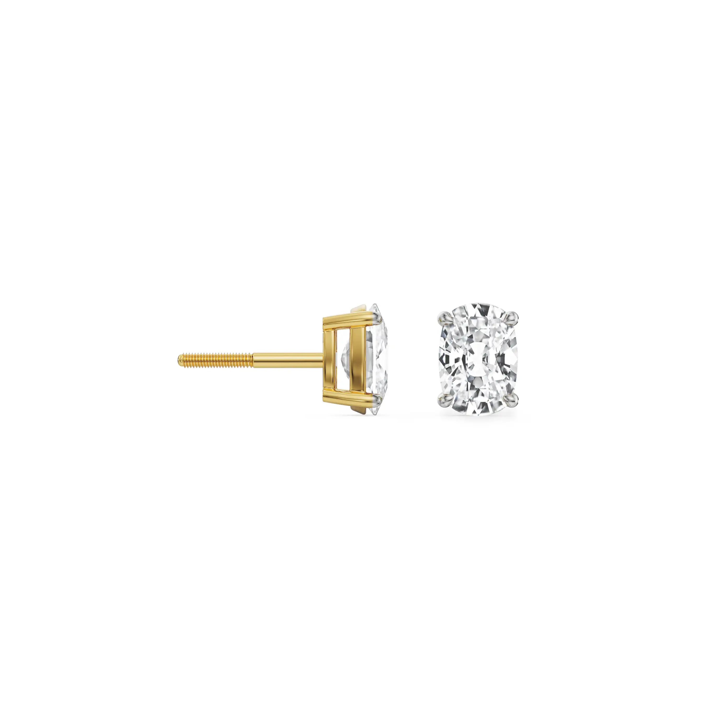 0.5 CT Enchanting Cushion Lab Grown Diamond Studs - perspective view