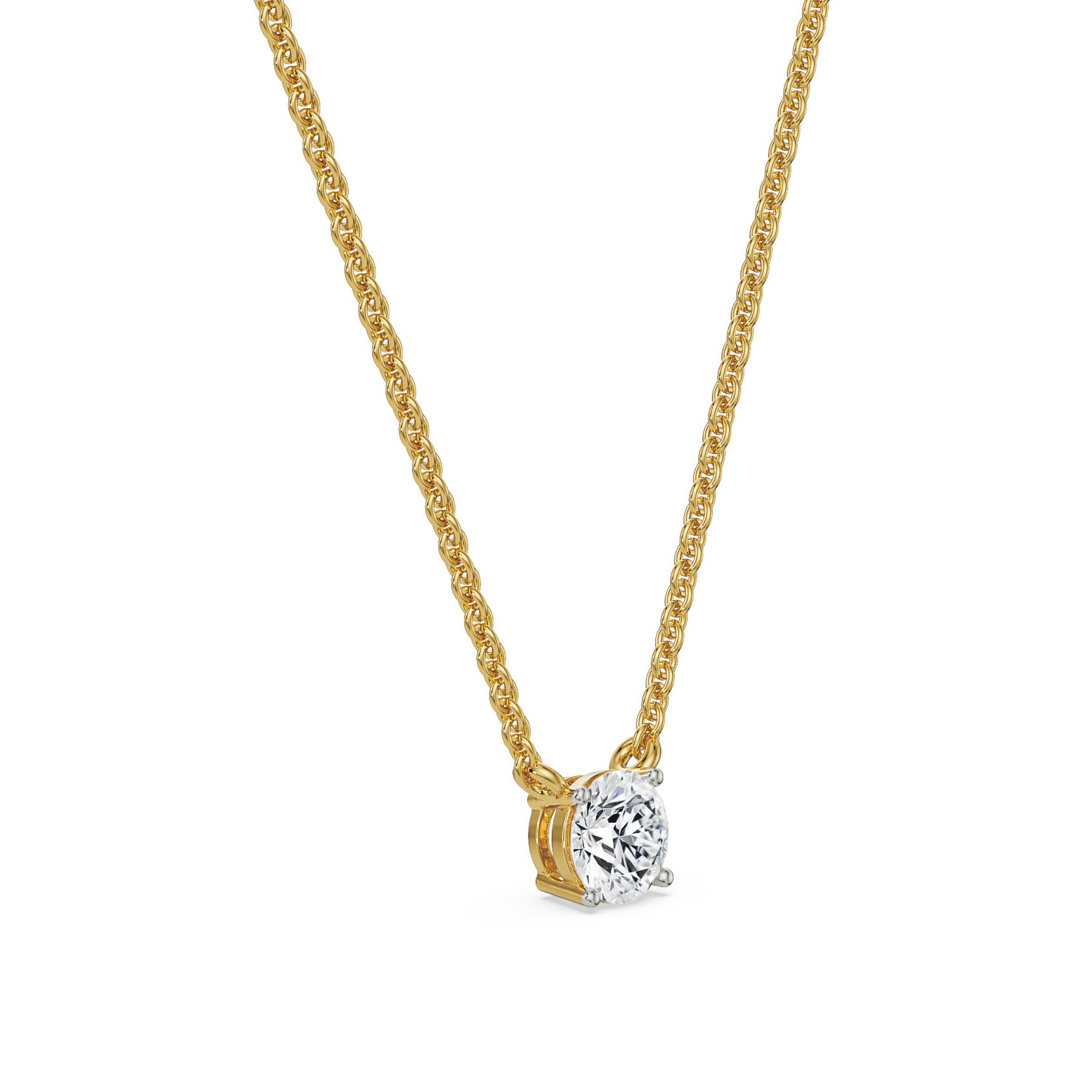 2 CT Solitaire Lab Grown Diamond Necklace - side view