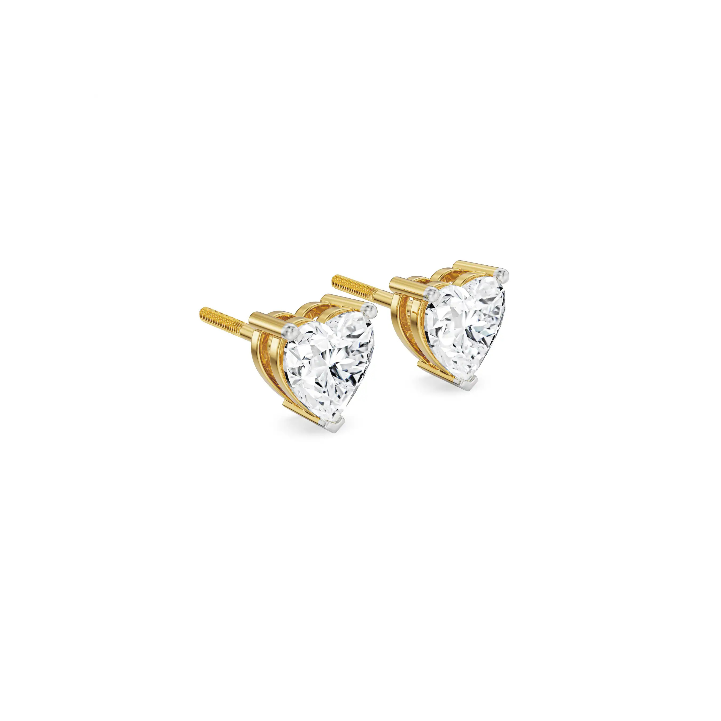 0.5 CT Sweetheart Lab Grown Diamond Studs - side view