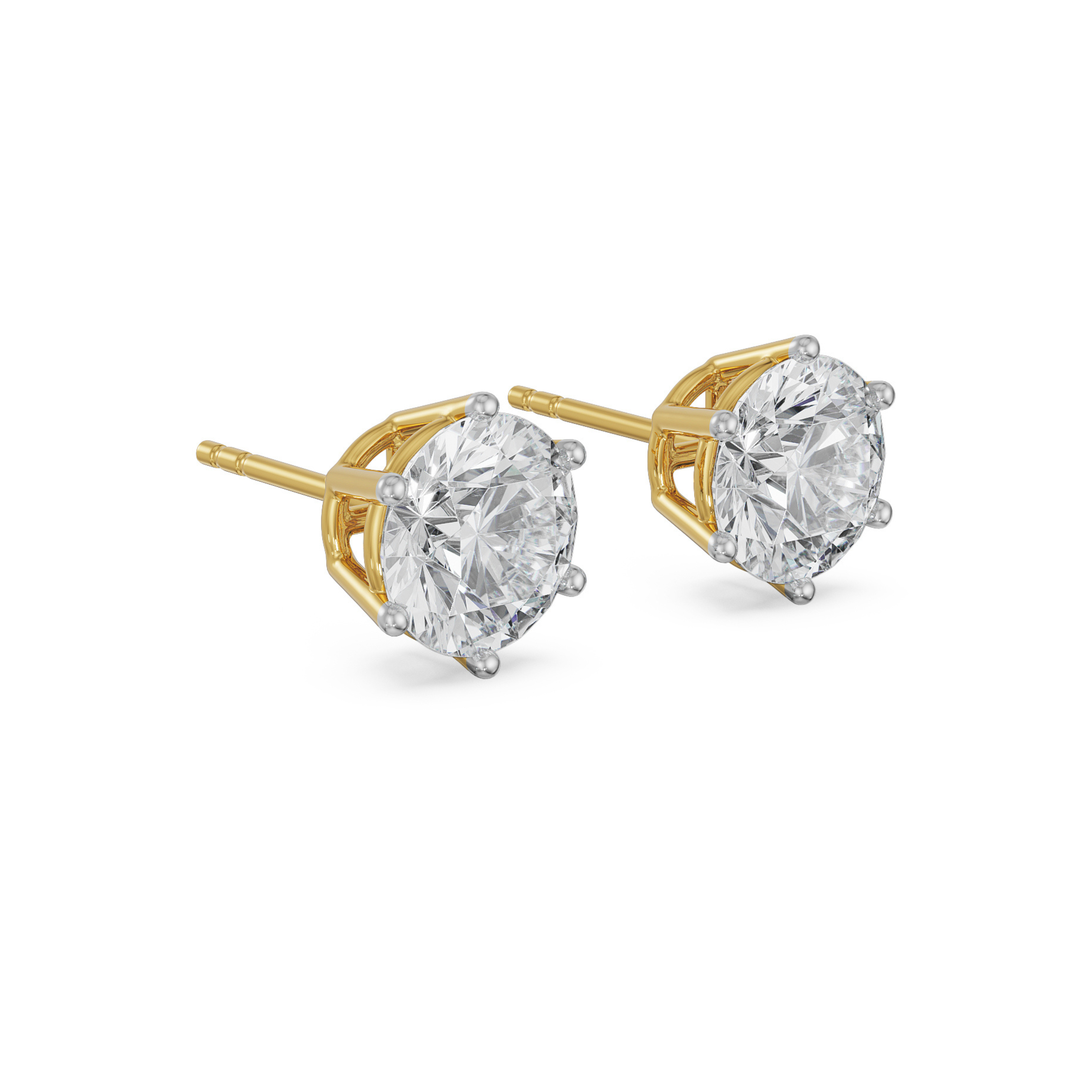 3 CT Versatile Lab Grown Diamond Solitaire Studs - side view