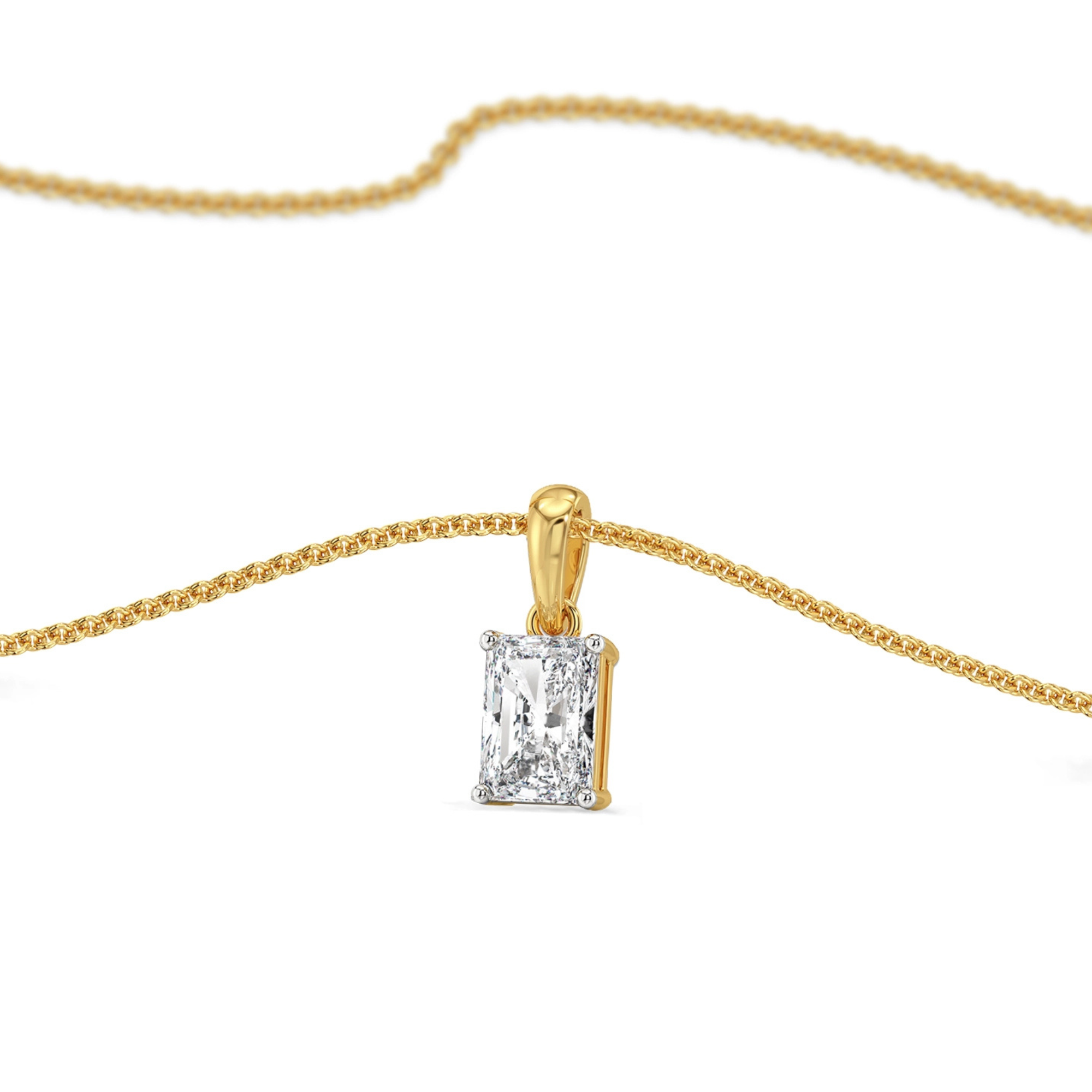 1.5 CT Radiant Lab Grown Diamond Solitaire Pendant - top view