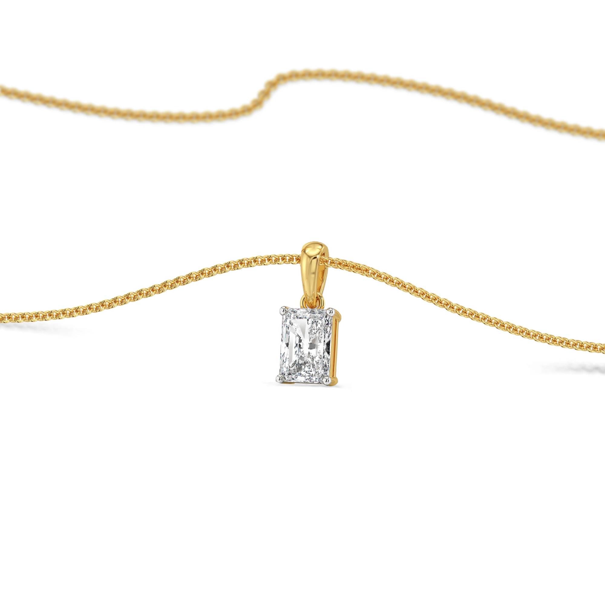 0.5 CT Radiant Lab Grown Diamond Soliratire Pendant - perspective view