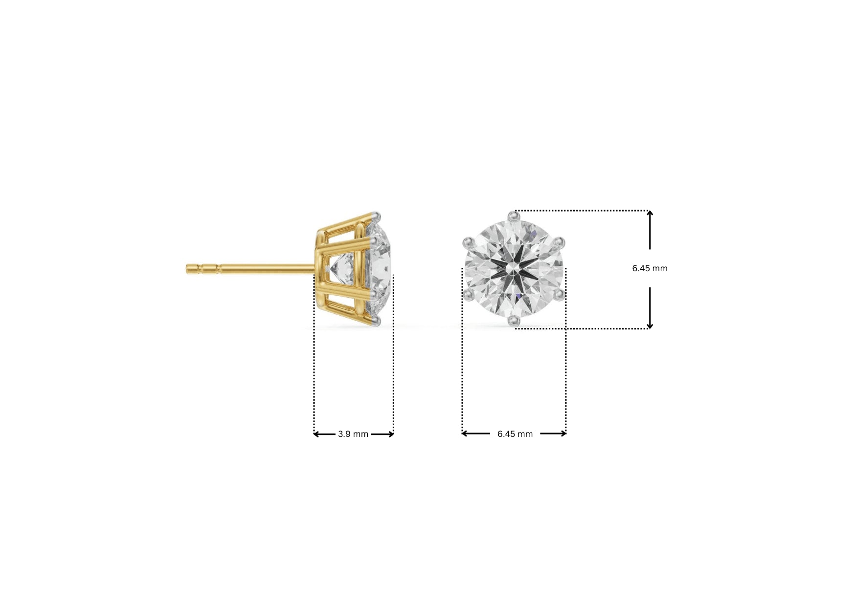 Dimension Guide for 0.5 CT Versatile Lab Grown Diamond Solitaire Studs