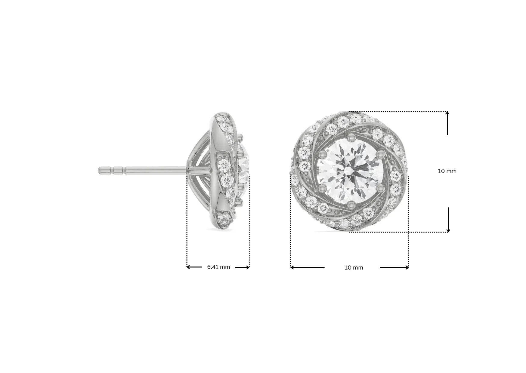 Dimension Guide for 0.50 CT Swirl Detachable Lab Diamond Studs