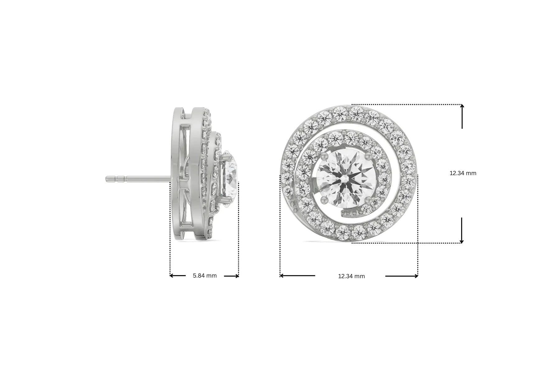 Dimension Guide for 0.50 CT Spiral Detachable Lab Diamond Studs