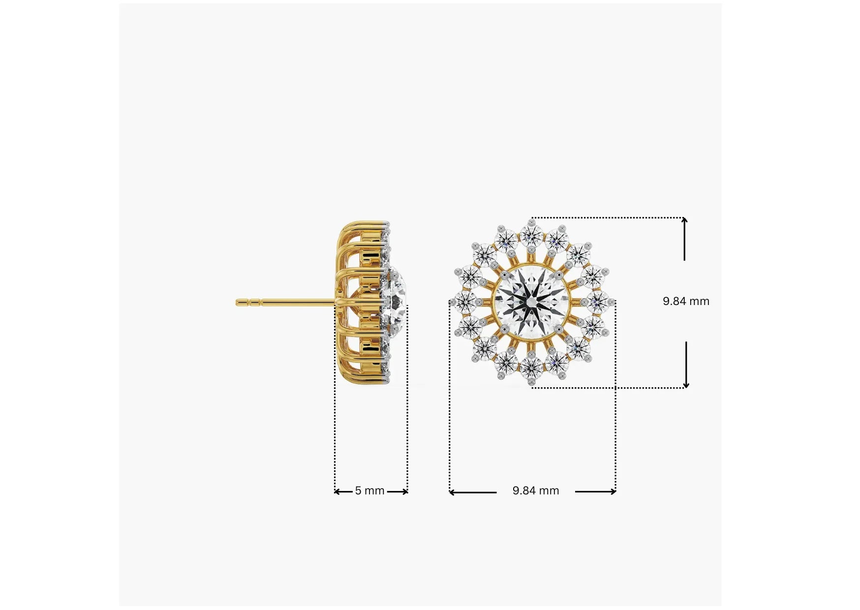 Dimension Guide for 0.50 CT Chakra Detachable Lab Diamond Studs