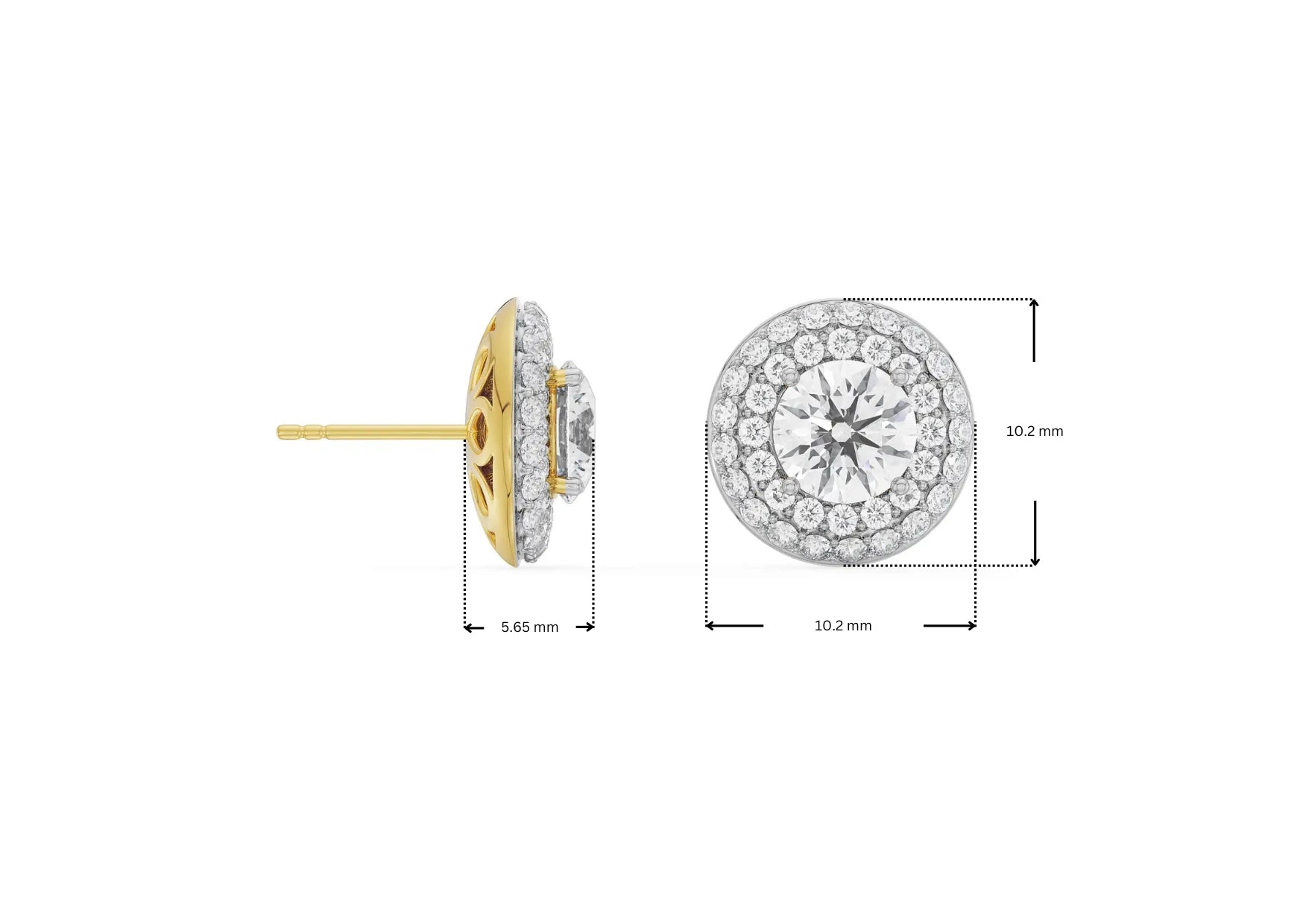 Dimension Guide for 0.50 CT Double Halo Detachable Lab Diamond Studs