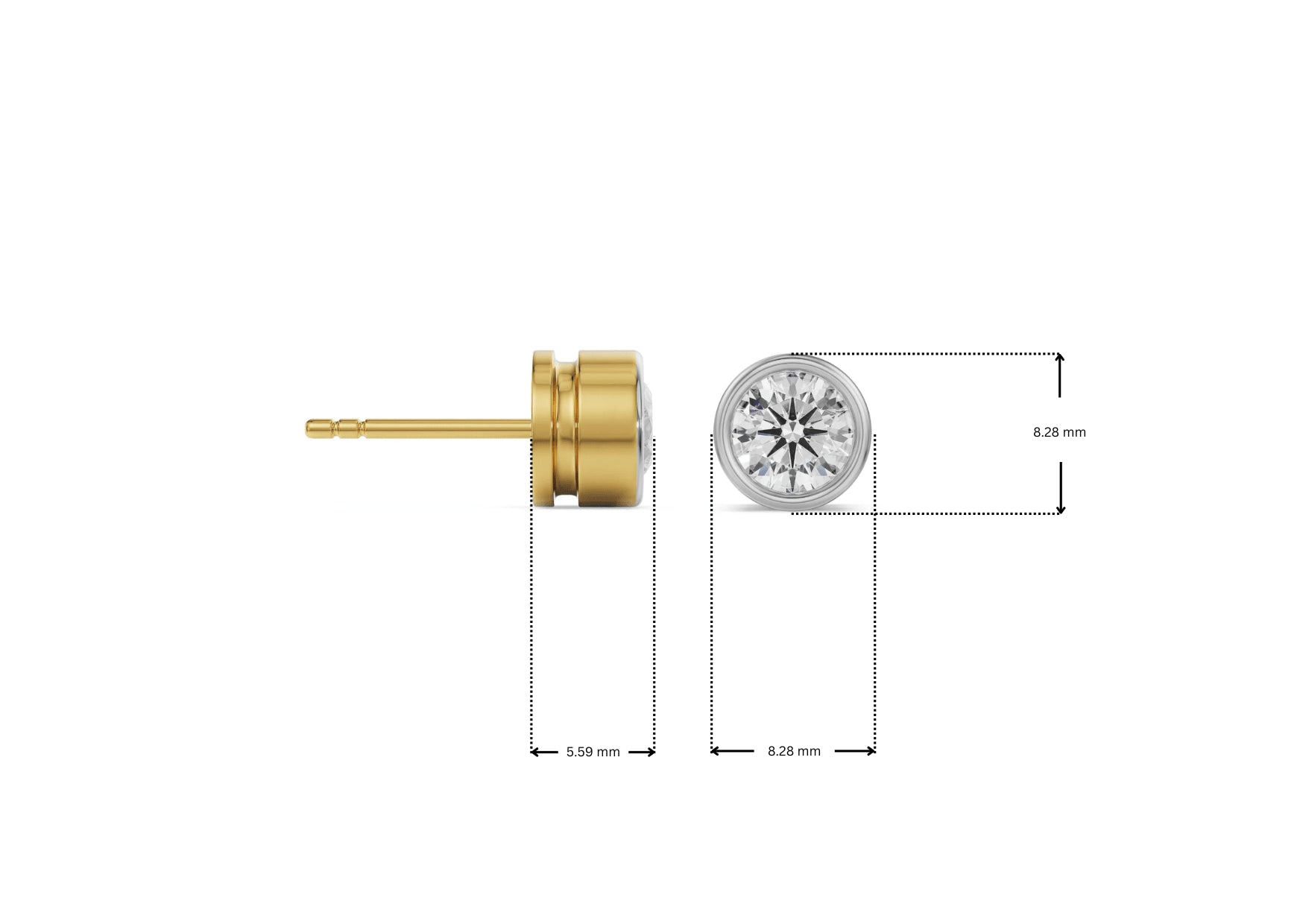 Dimension Guide for 1 CT Solid Round Lab Diamond Studs