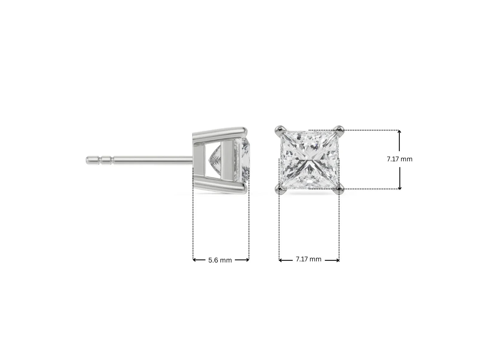 1 CT Timeless Princess Lab Grown Diamond Solitaire Studs_in_stock