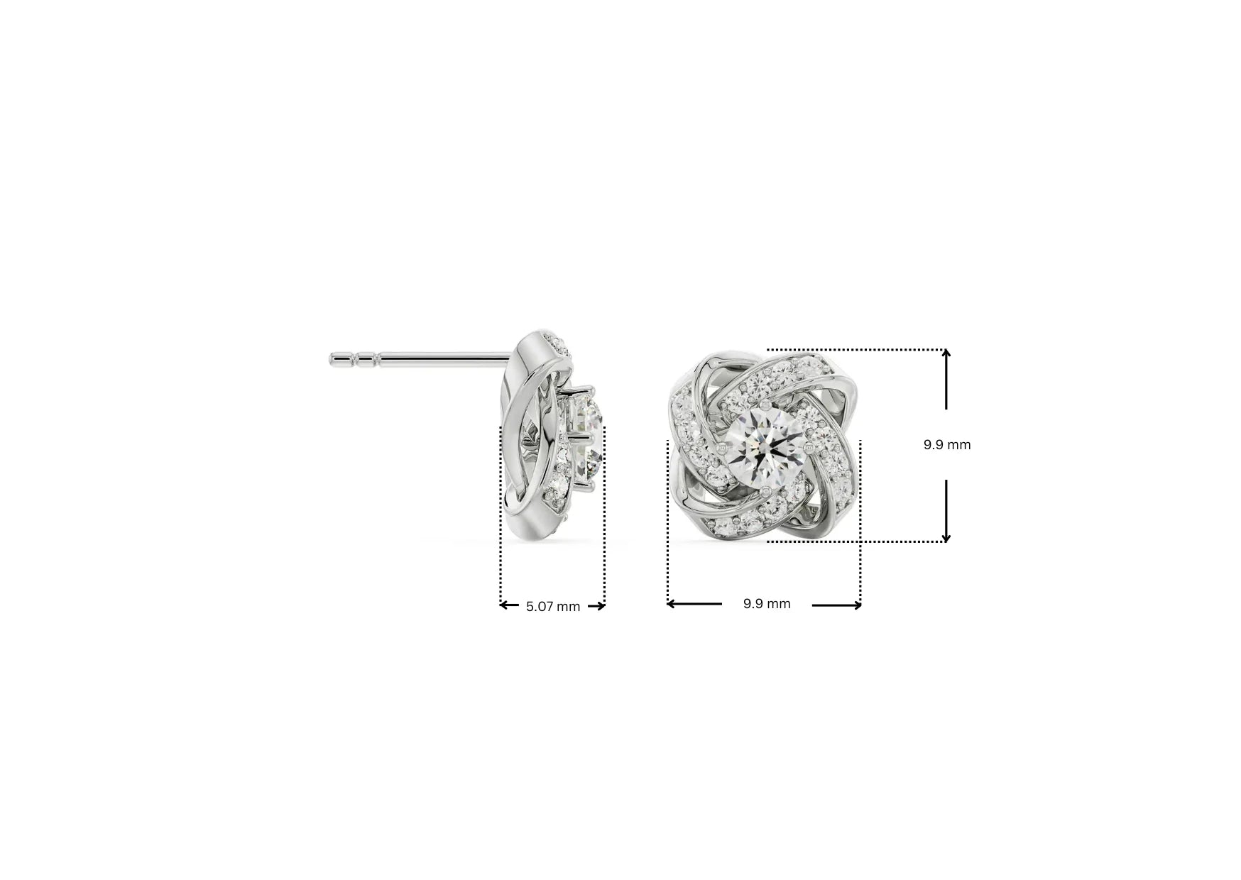 Dimension Guide for Twirl Sparkle Lab Grown Diamond Studs