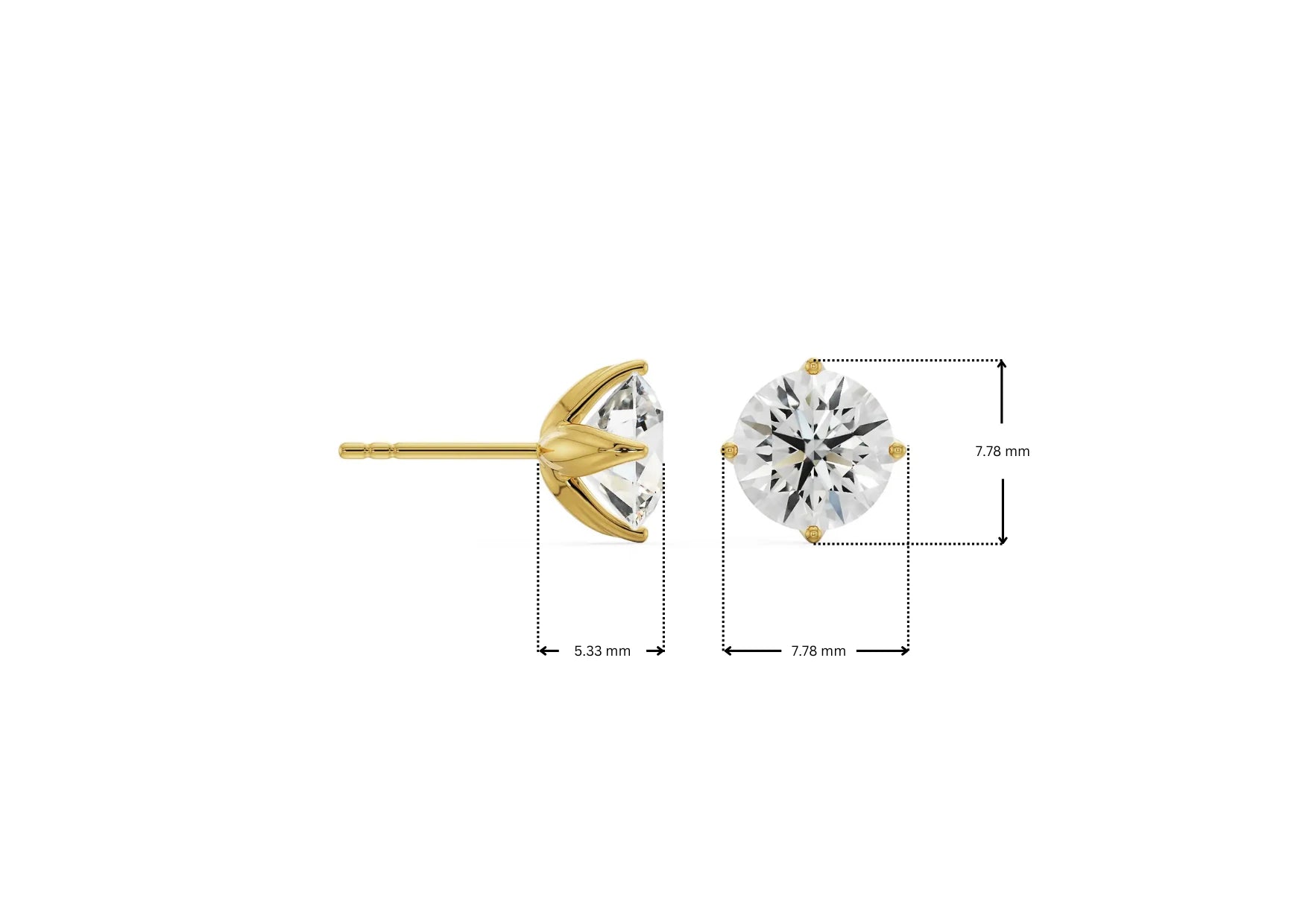 Dimension Guide for 1 CT Lyla Blooming Lab Diamond Studs