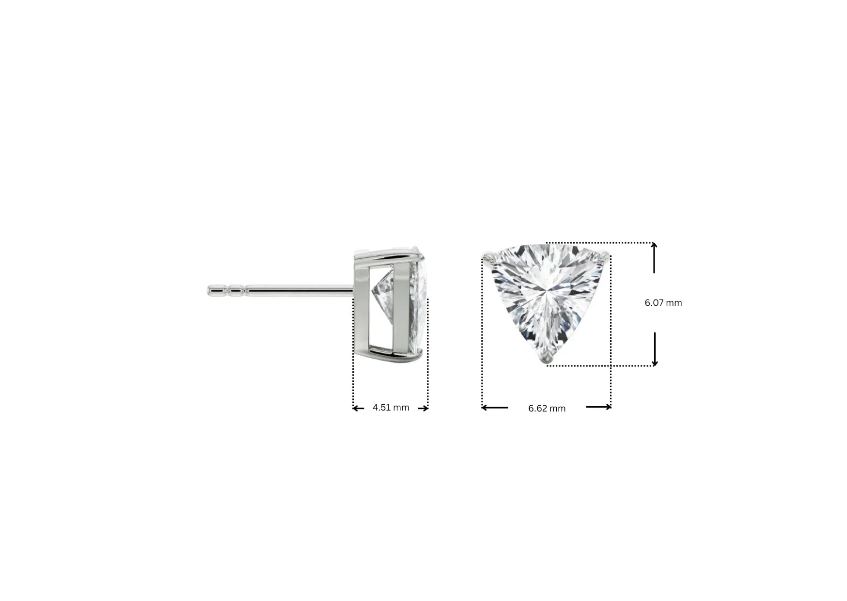 Dimension Guide for 0.5 CT Trillion Lab Grown Diamond Studs