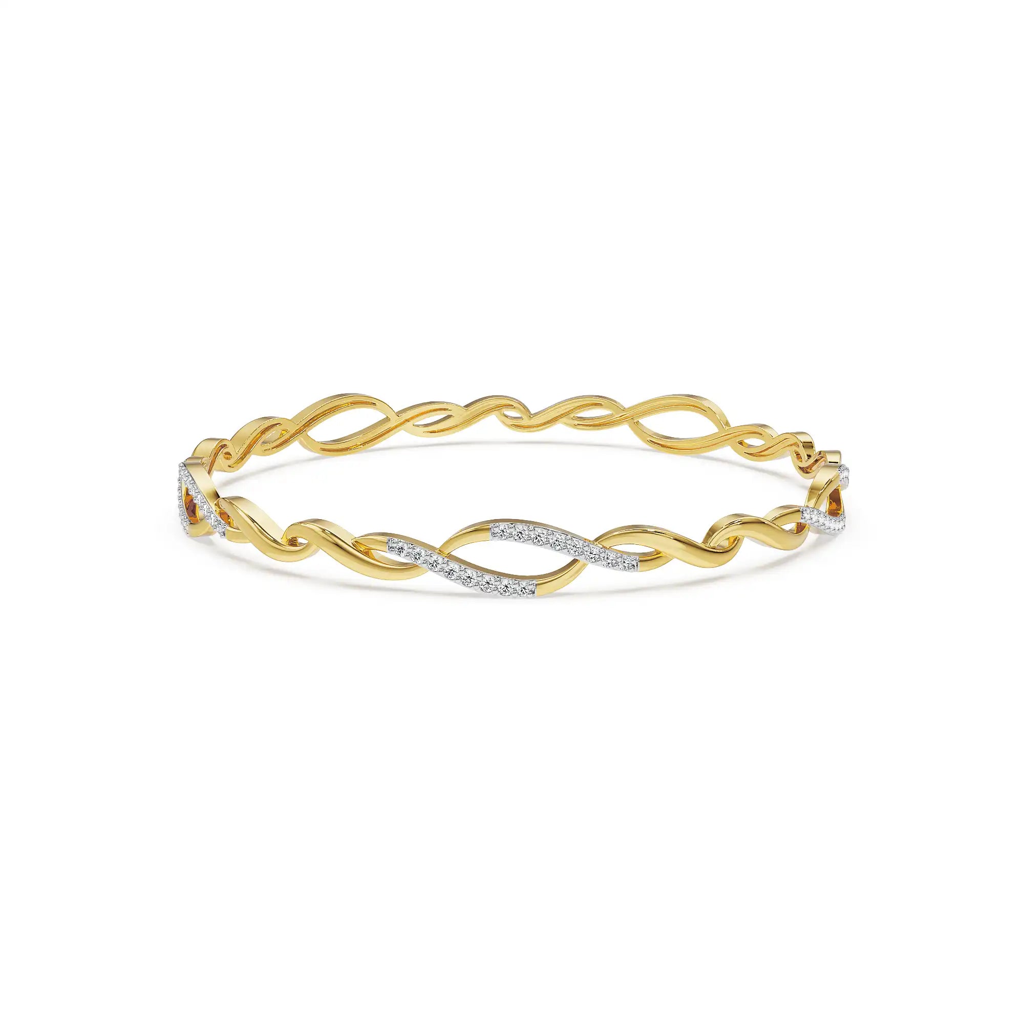 Radiant Swirl Lab Grown Diamond Bangle - front view in 9KT