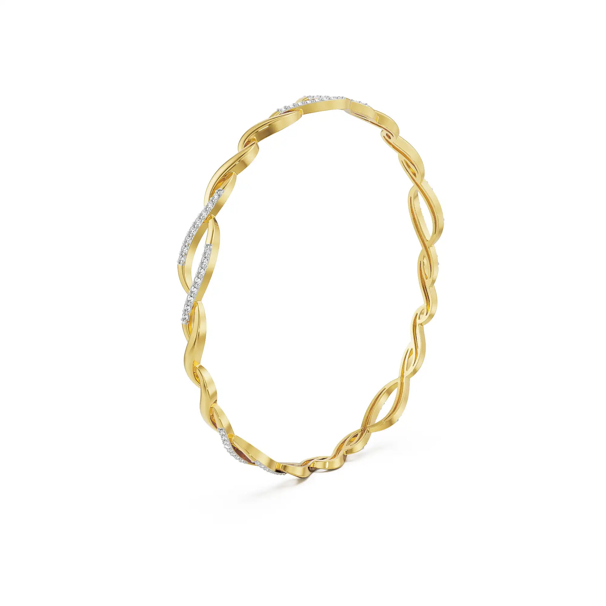 Radiant Swirl Lab Grown Diamond Bangle - side view