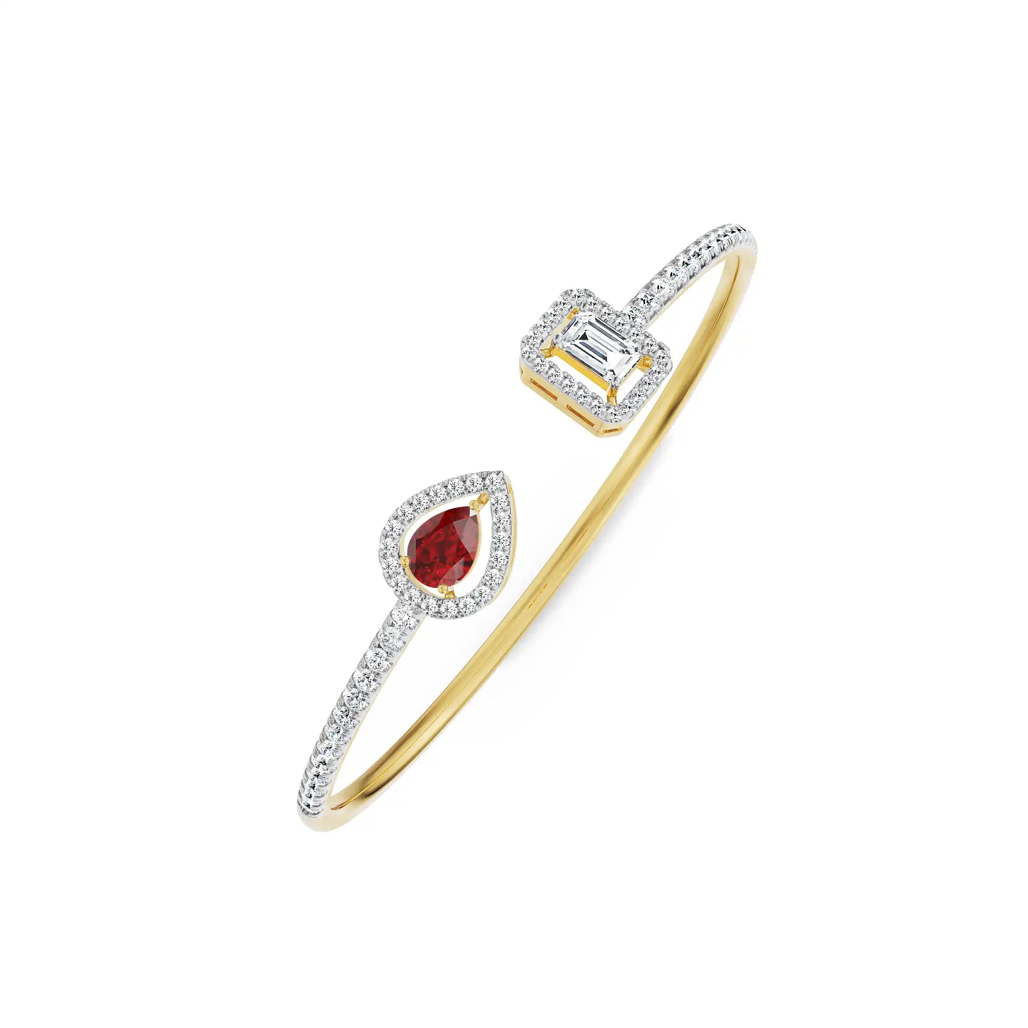 Arrowhead Ruby Lab Grown Diamond Bangle- side view