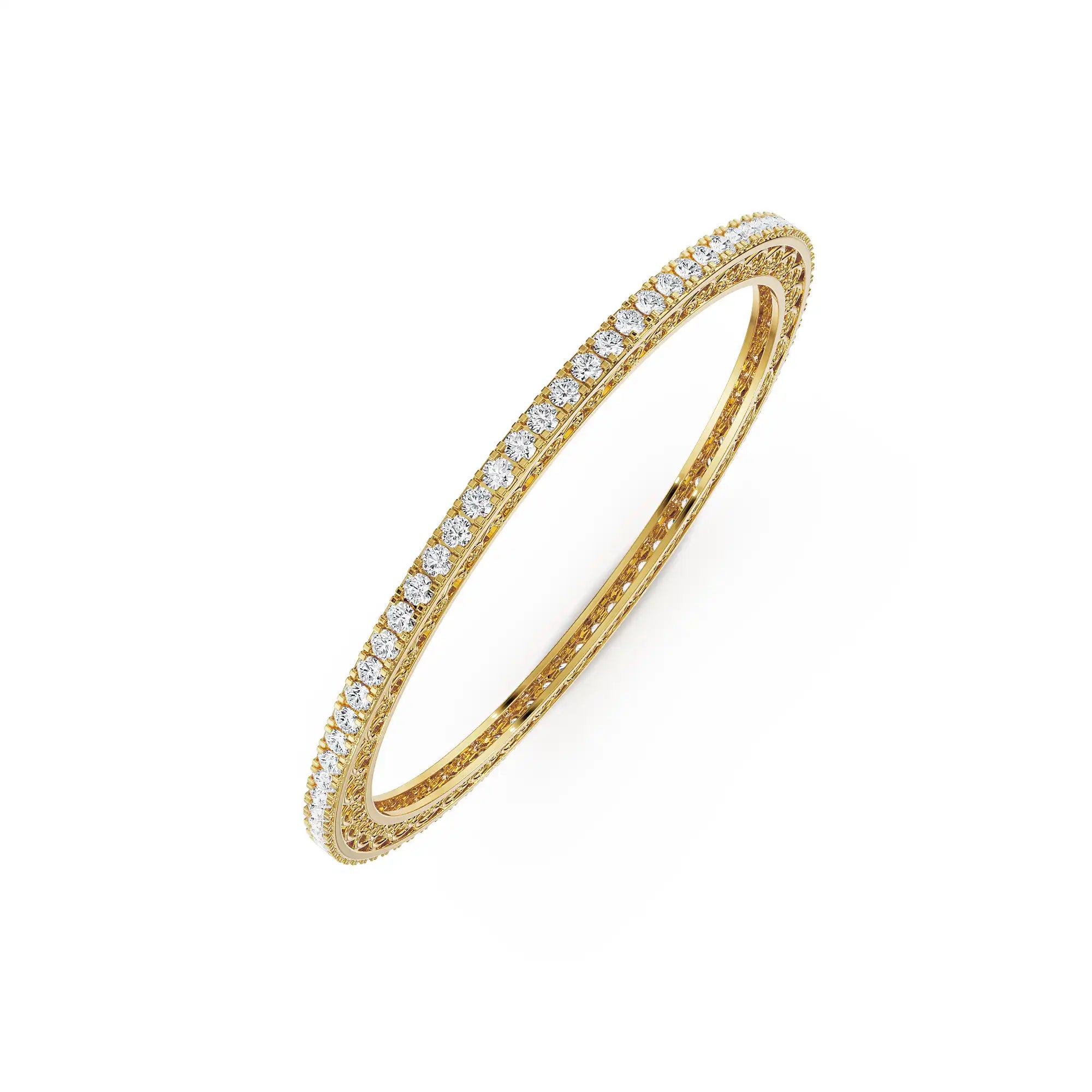 Golden Glimmer Lab Grown Diamond Bangle - top view