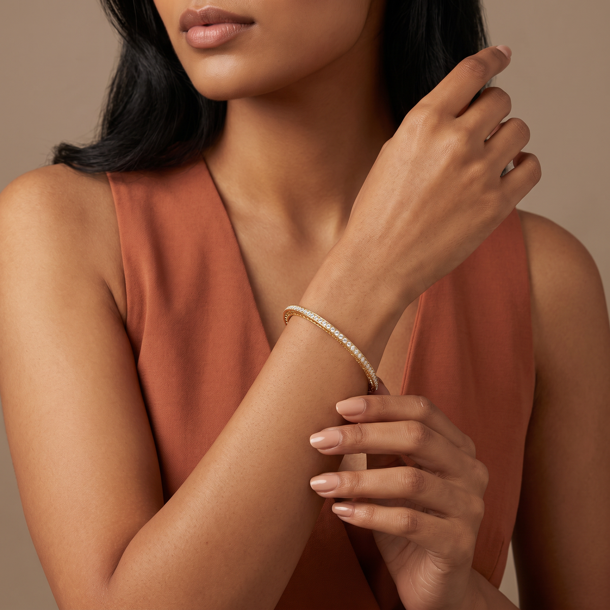 Golden Glimmer Lab Grown Diamond Bangle