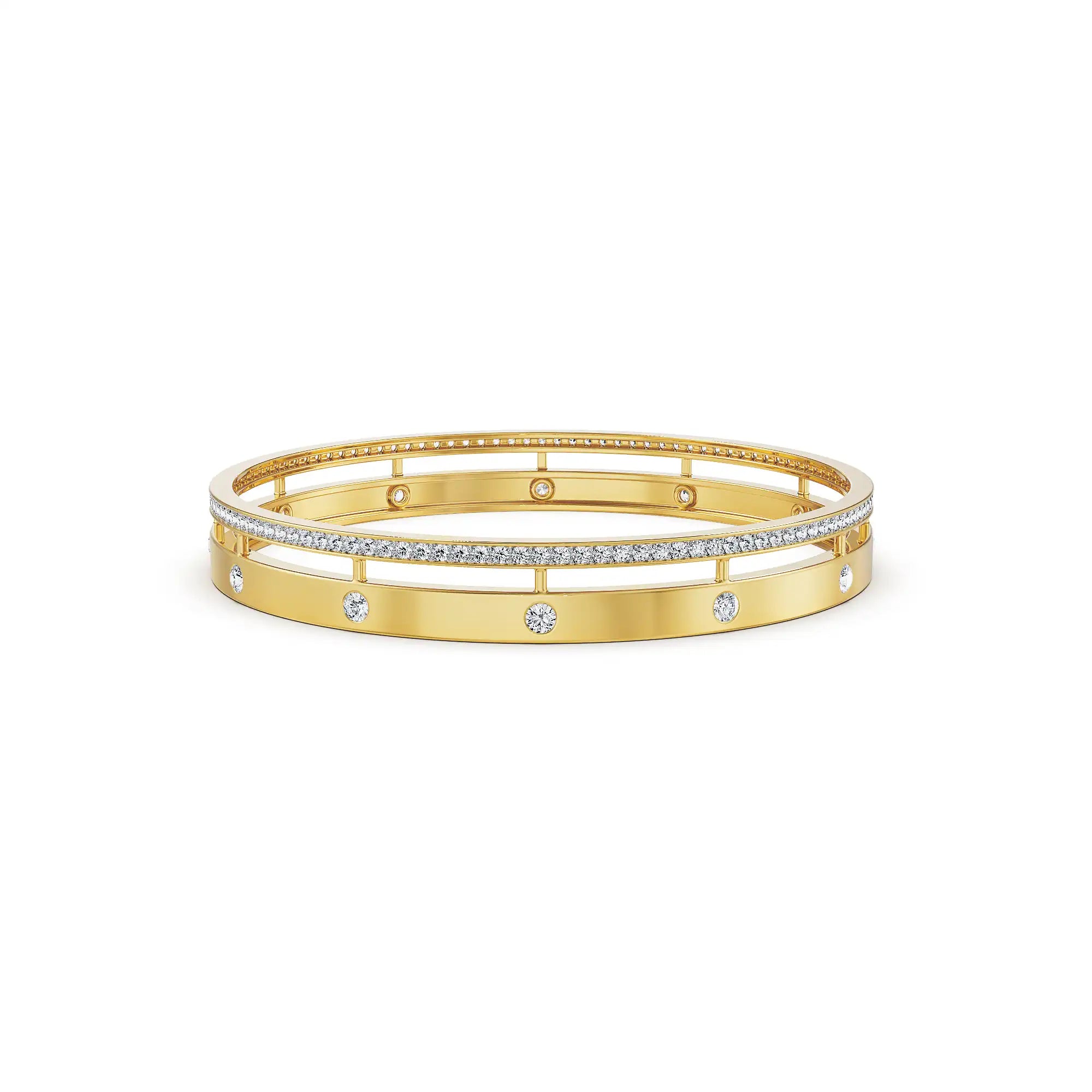 Minimalist Diva Lab Grown Diamond Bangle - front view in 9KT