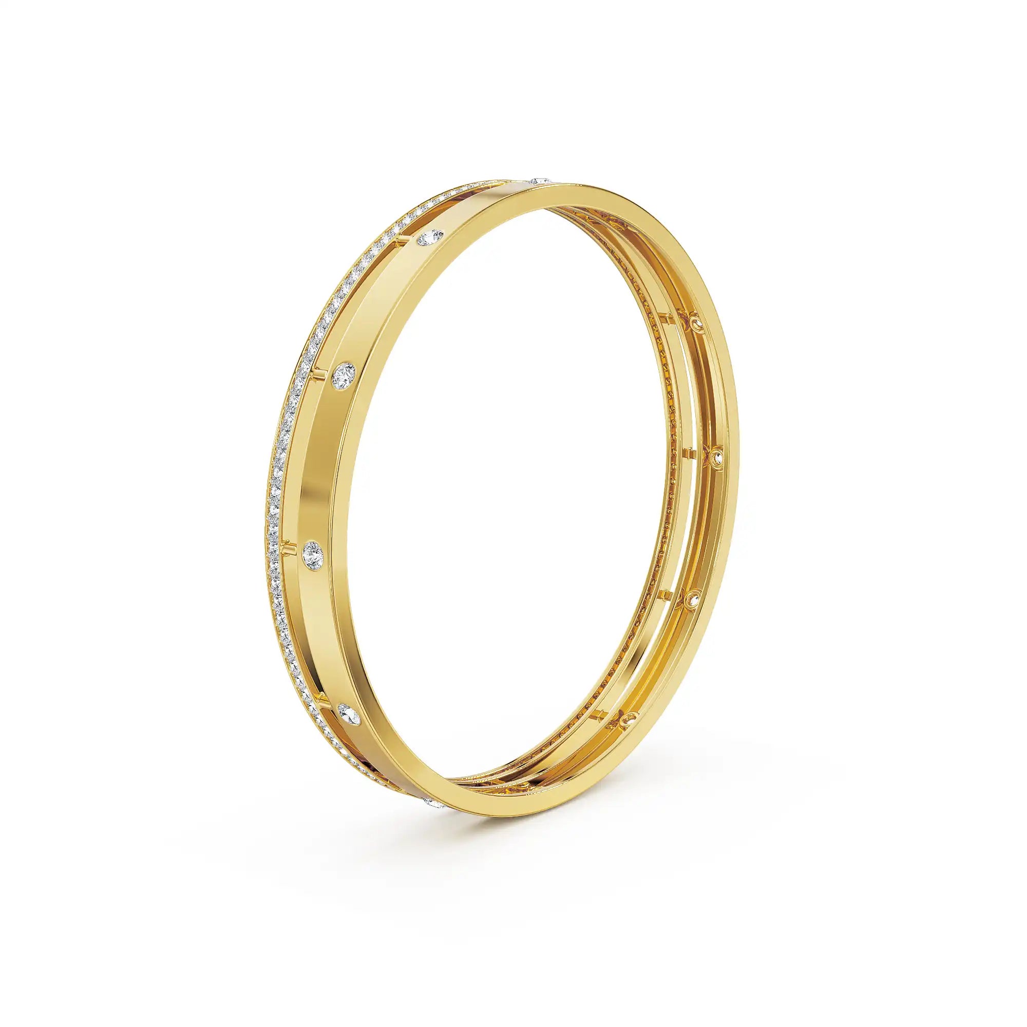 Minimalist Diva Lab Grown Diamond Bangle - side view